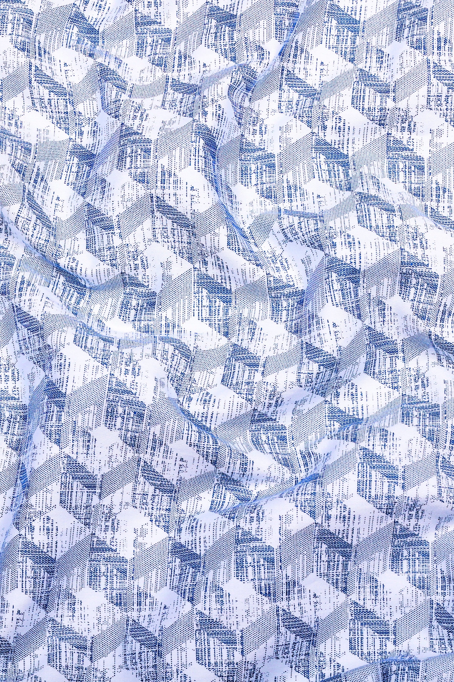 White with Optical Shades Printed Cotton Shirt