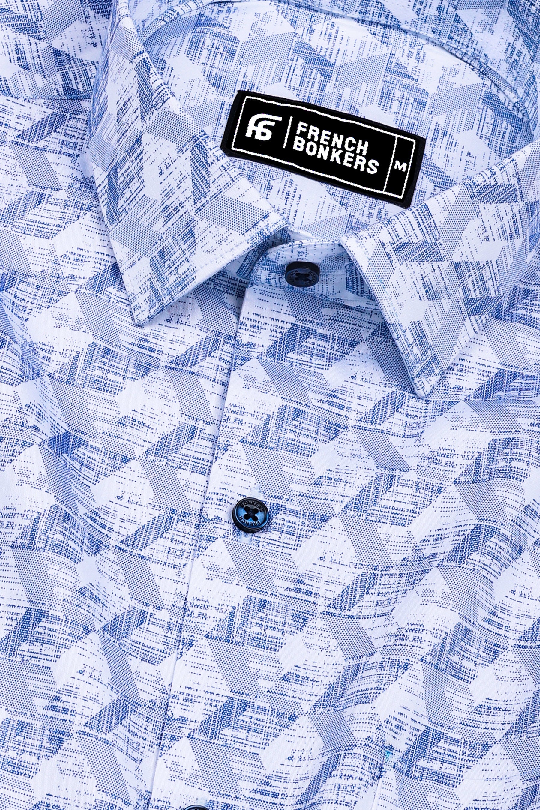 White with Optical Shades Printed Cotton Shirt