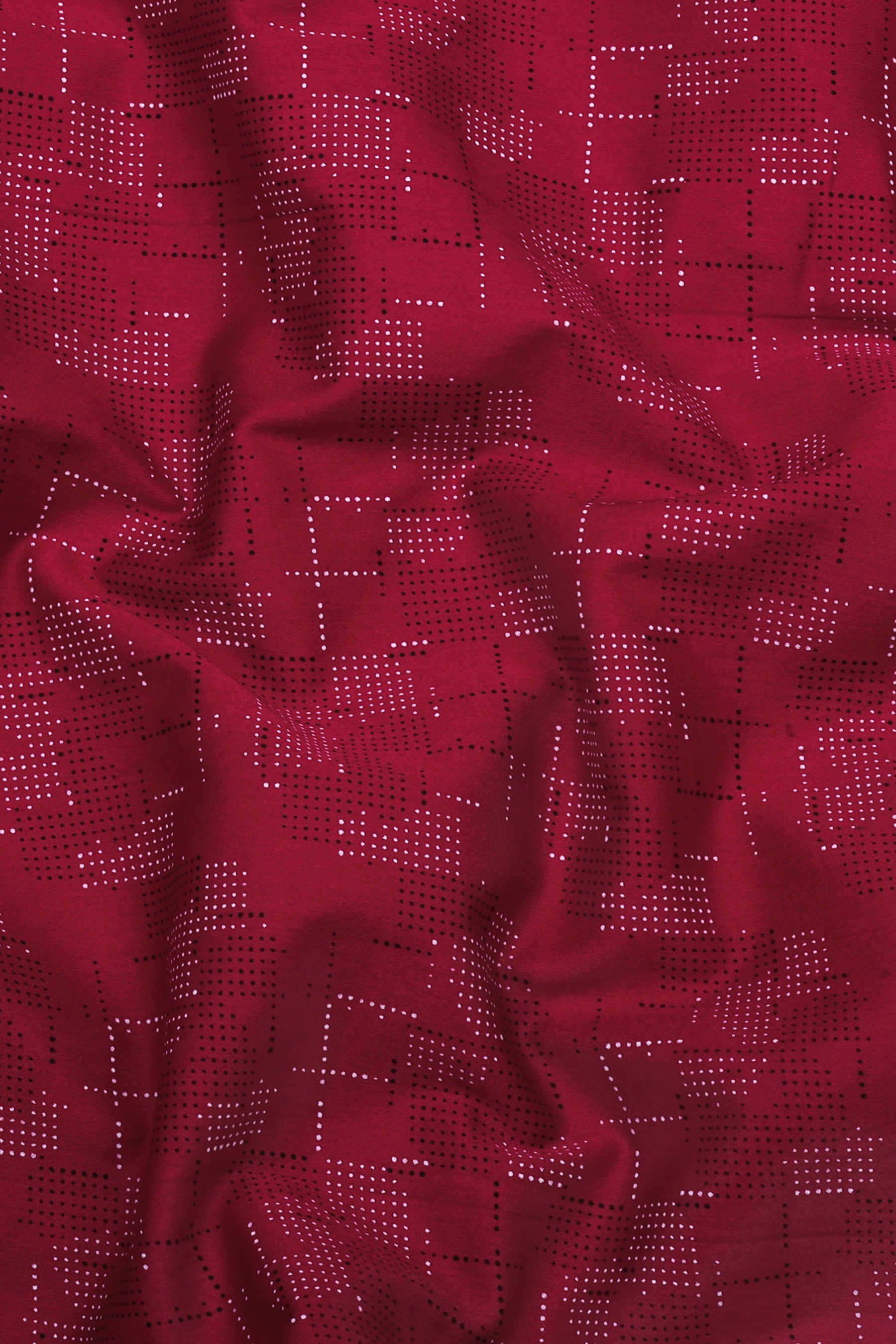 Ruby Red with White Dot Geometrical Printed Shirt