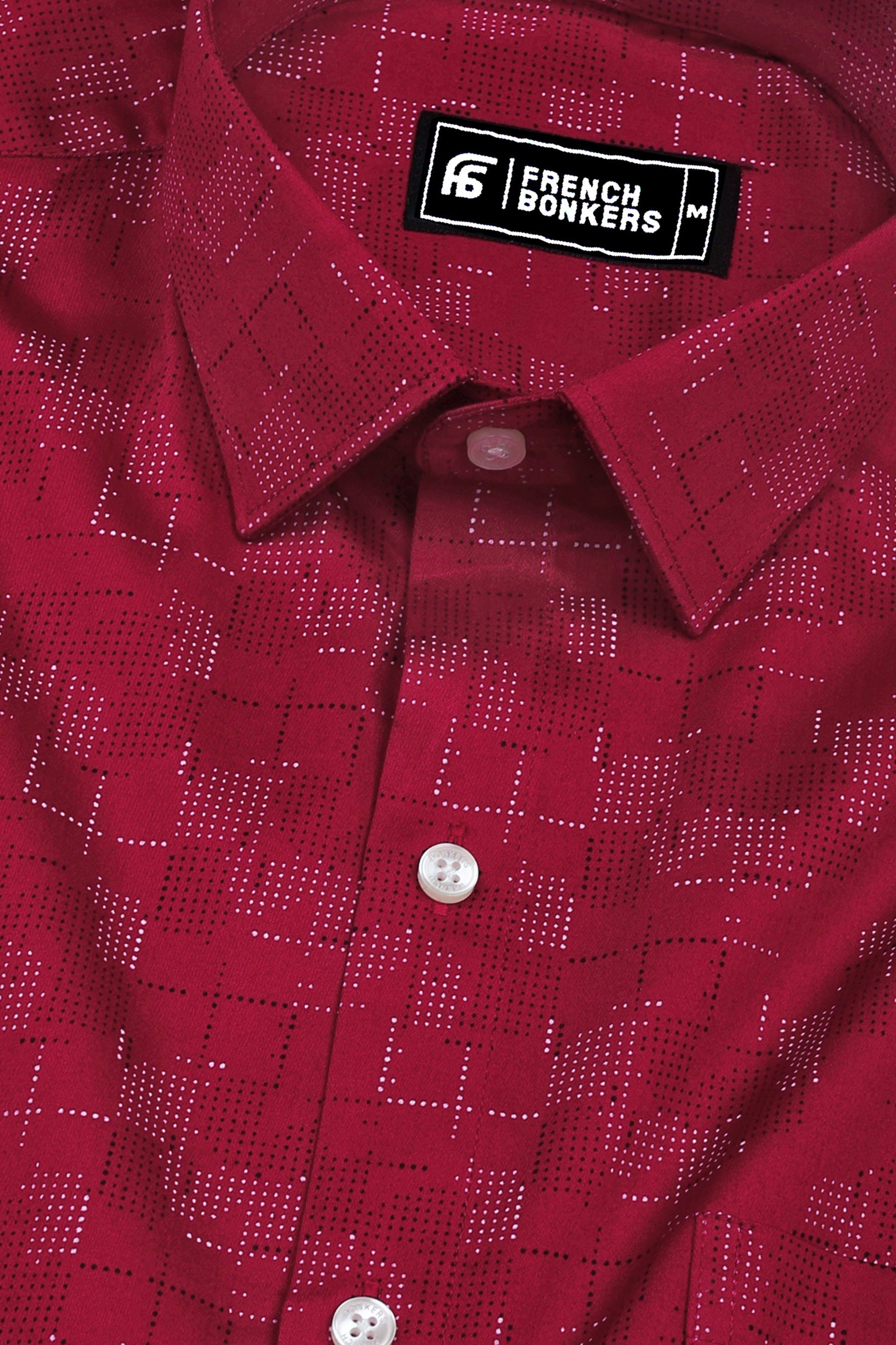 Ruby Red with White Dot Geometrical Printed Shirt