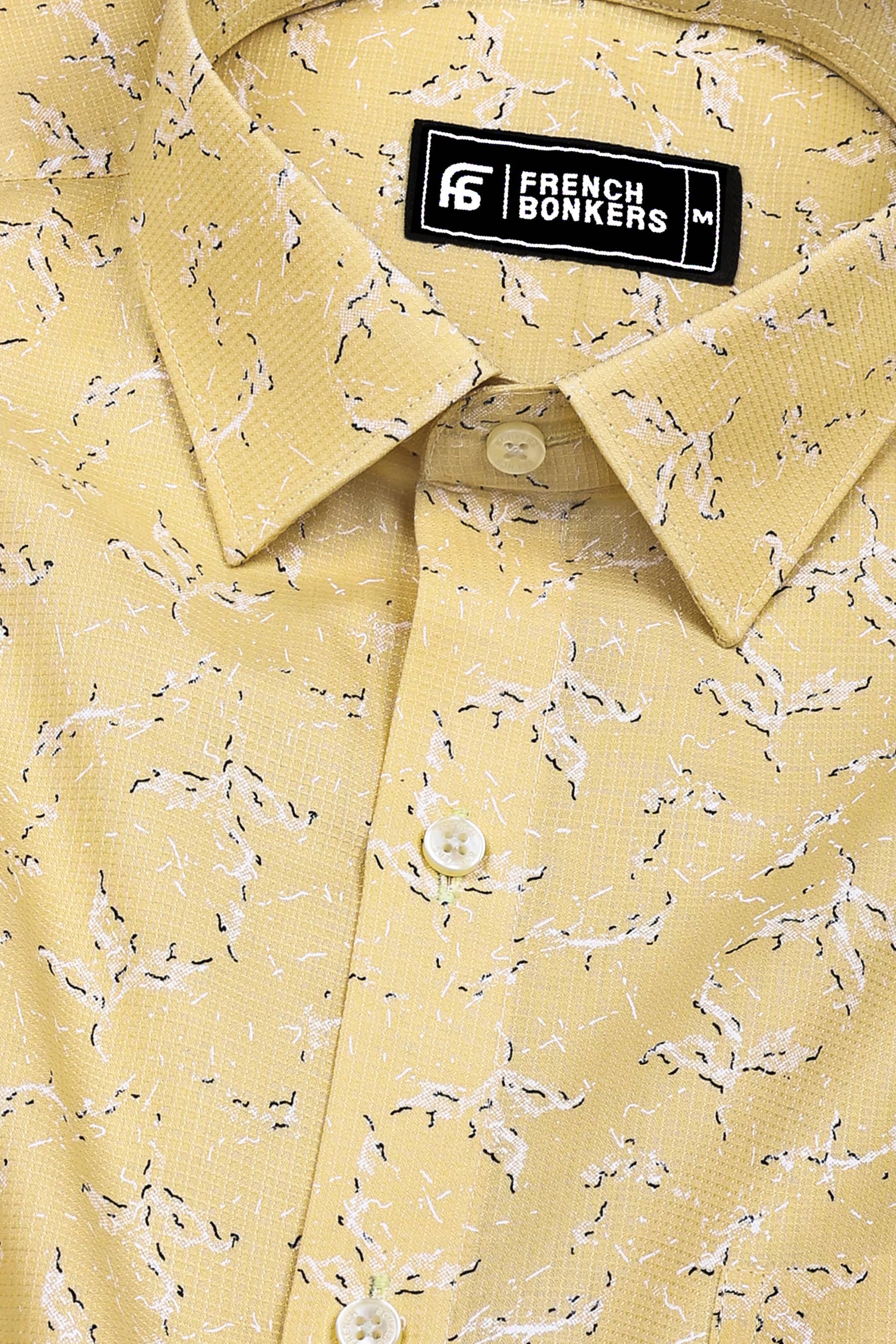 Candy Yellow with Black Sprinkle Printed Cotton shirt