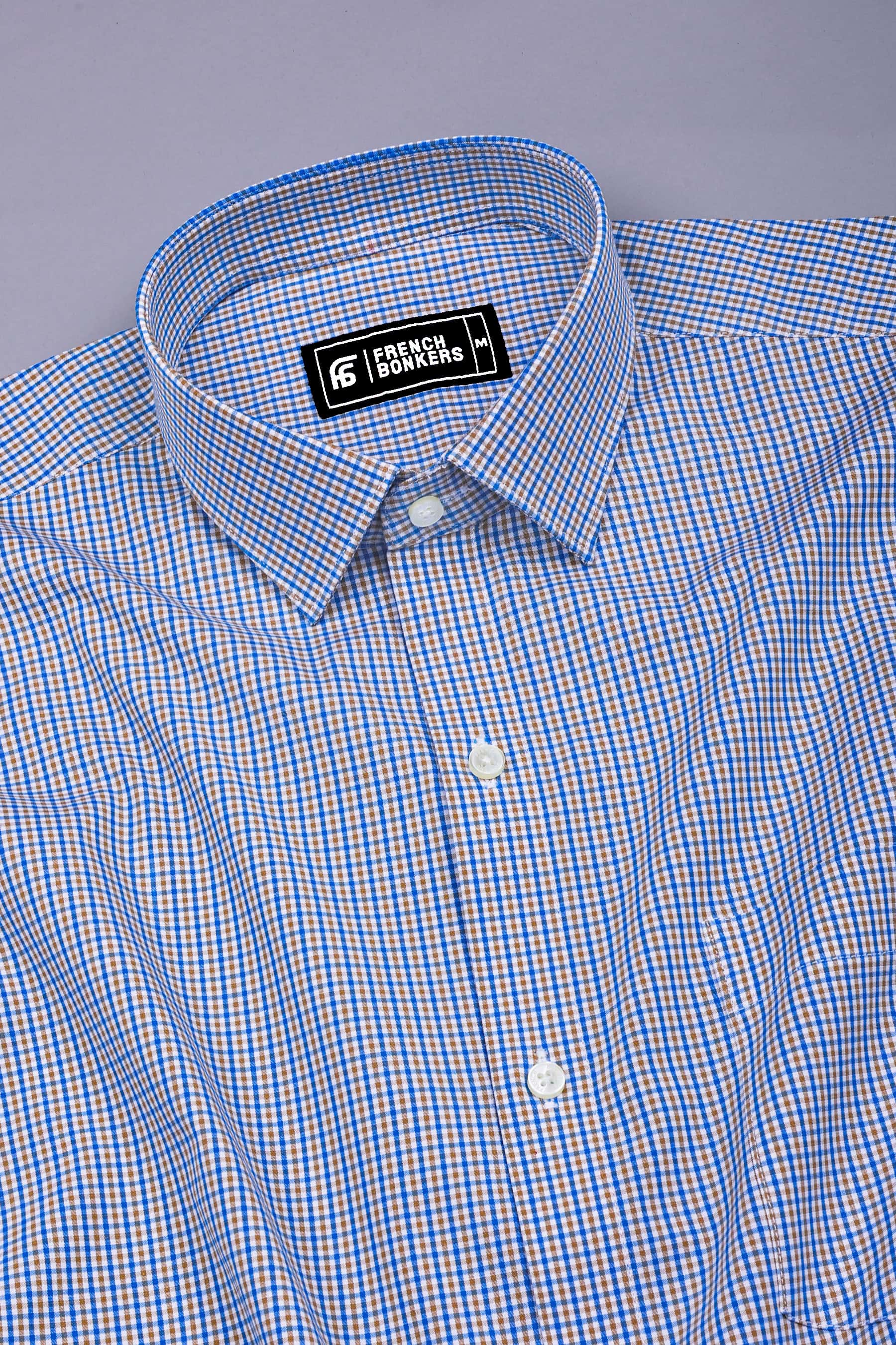 Atlantic Blue with brown Gingham Check Shirt