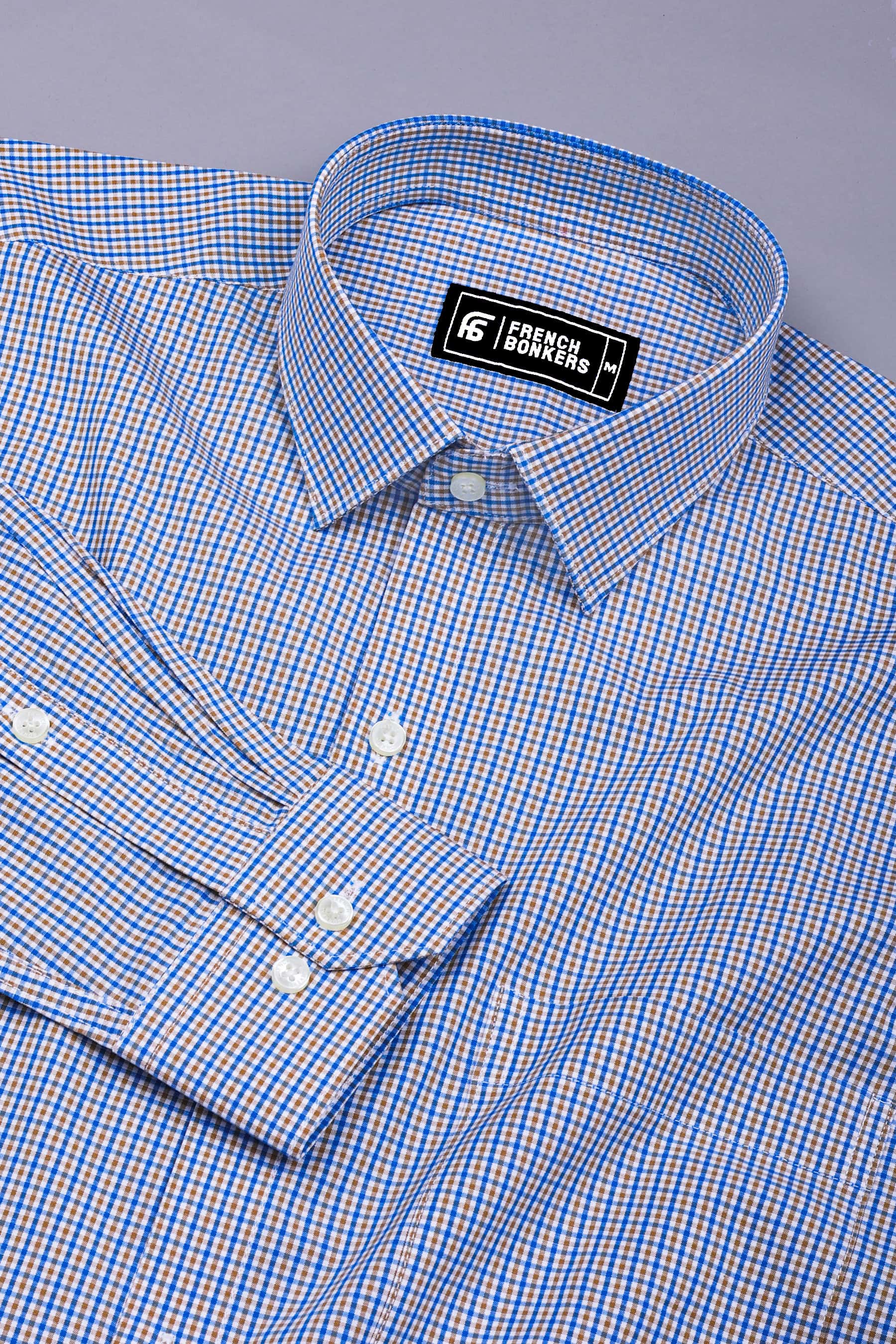 Atlantic Blue with brown Gingham Check Shirt