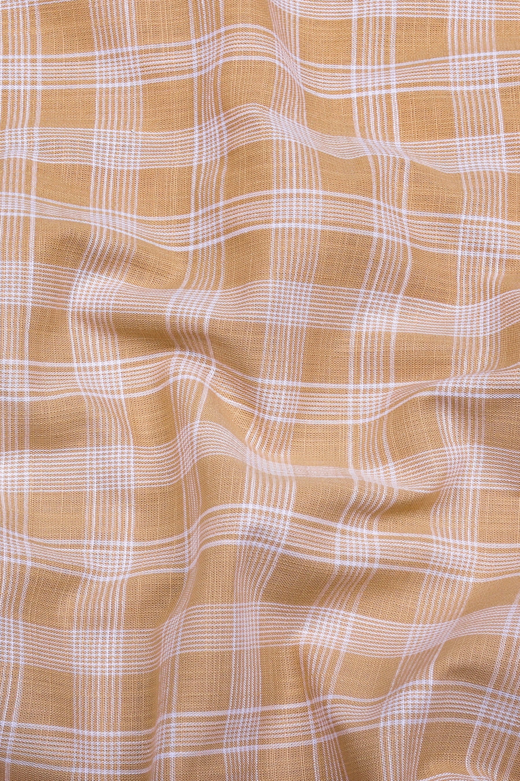 Sandstone Brown with White Box Check Shirt