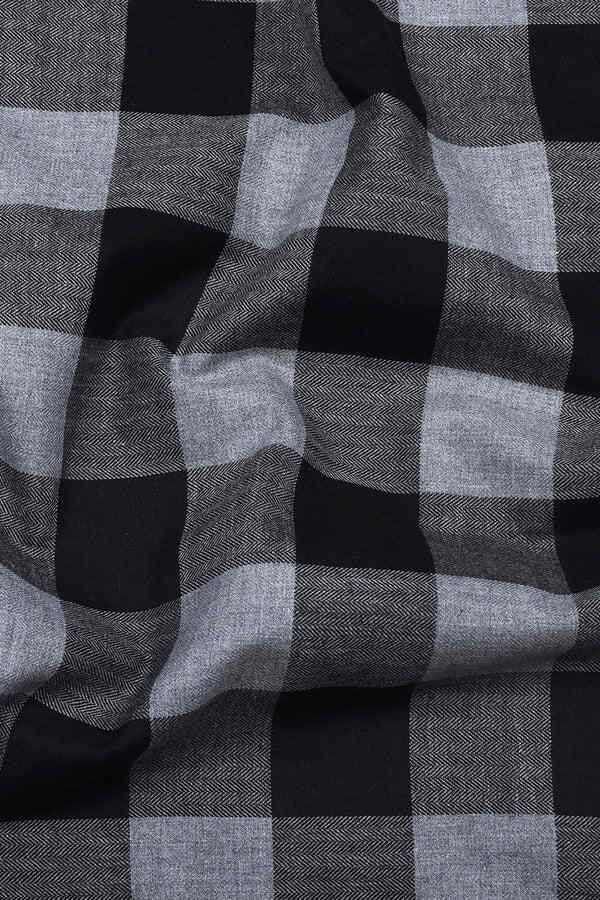 Fenix Black with Cream Herringbone Pattern Check Shirt