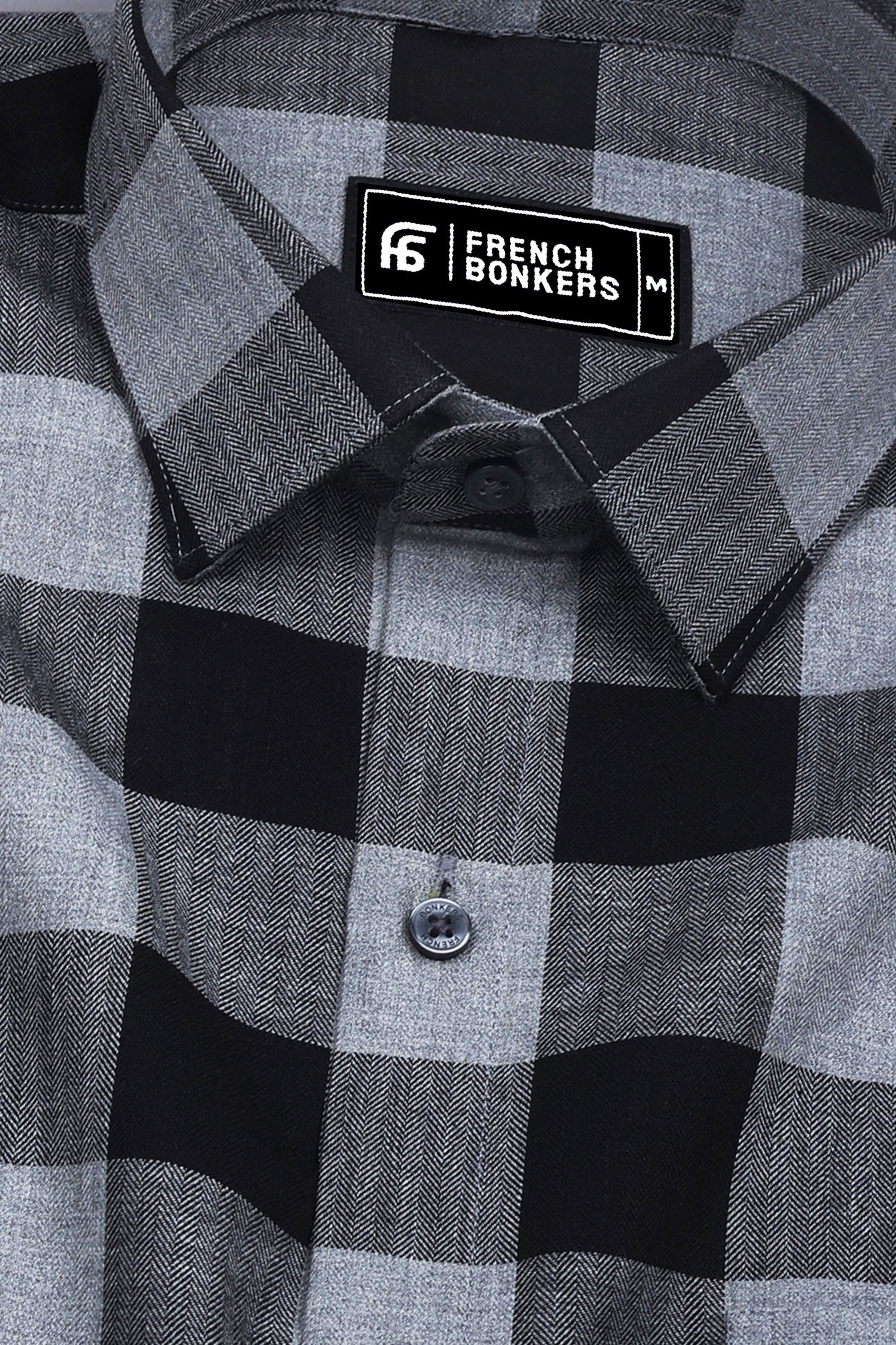 Fenix Black with Cream Herringbone Pattern Check Shirt
