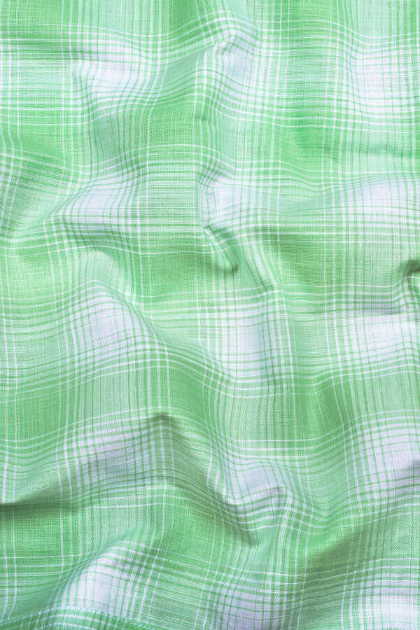 Fresh Mint Green Check Pattern Cotton Shirt