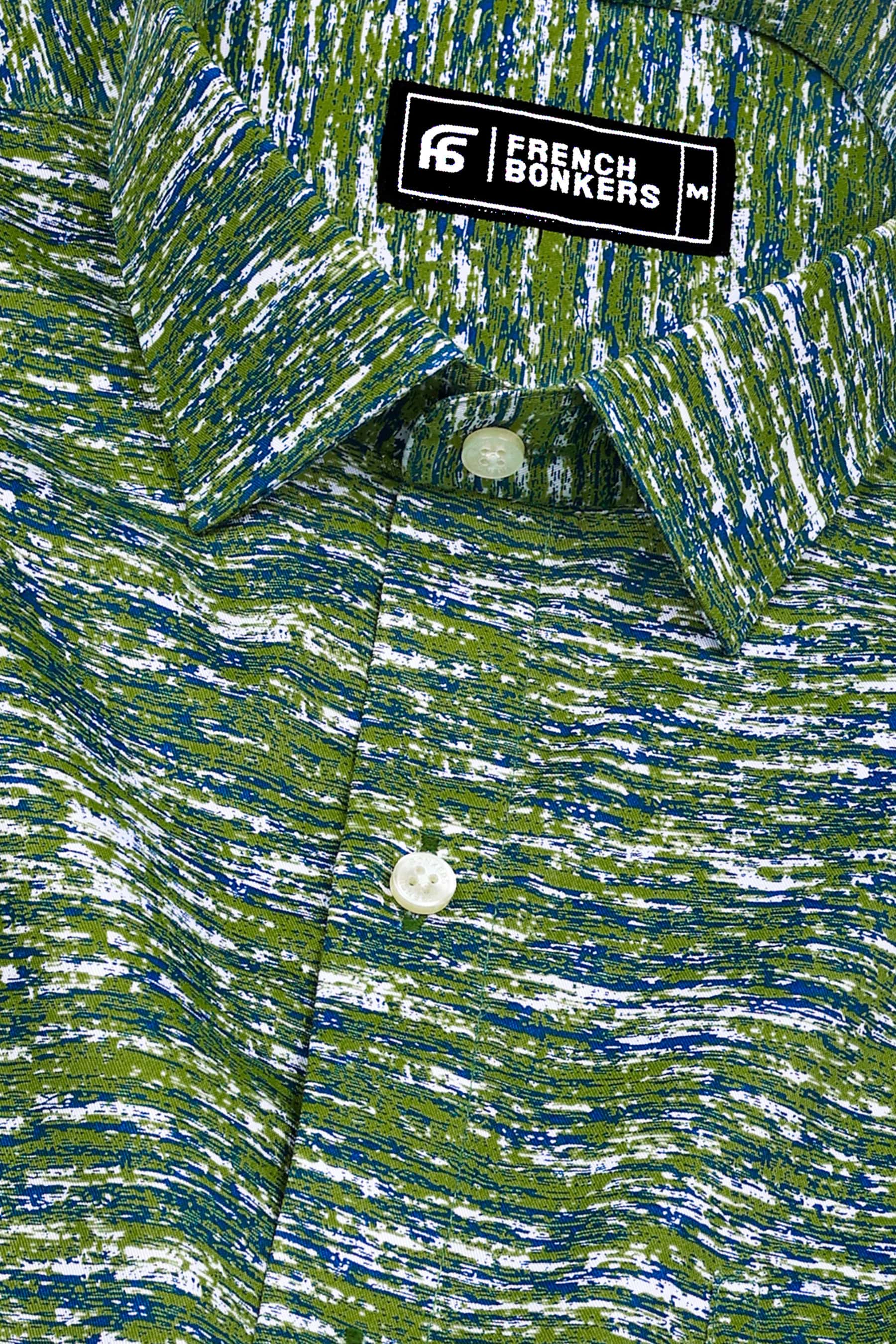 Safari Green Random Sprinkle Printed Cotton Shirt