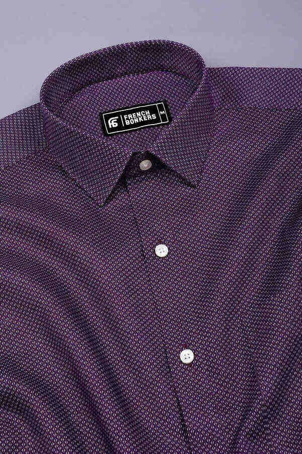 Mulberry Purple Geometrical Printed Cotton Shirt