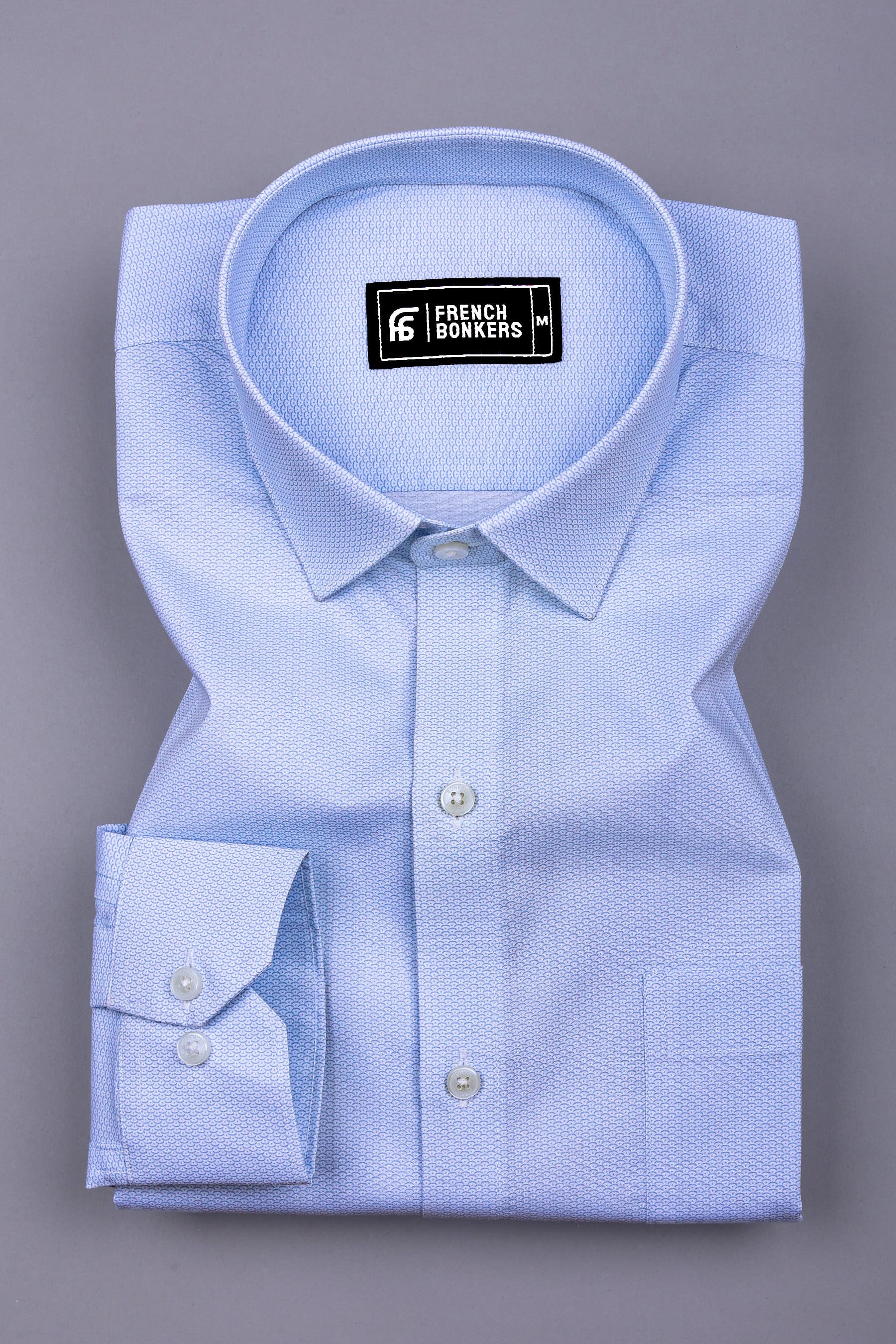 Ocean Blue Semicircle Seamless Pattern Printed Shirt