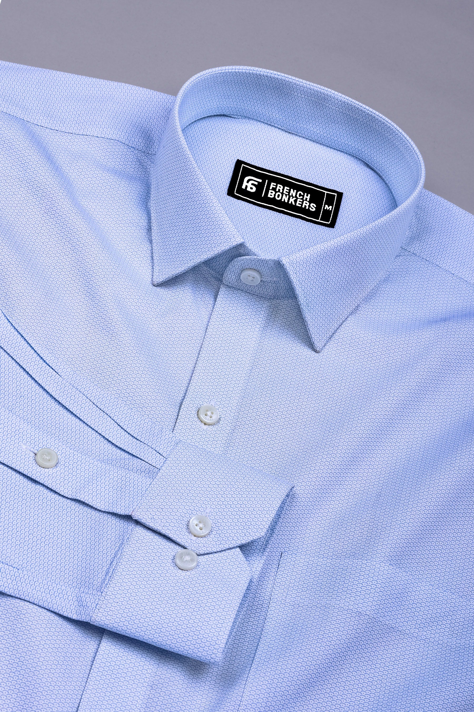 Ocean Blue Semicircle Seamless Pattern Printed Shirt