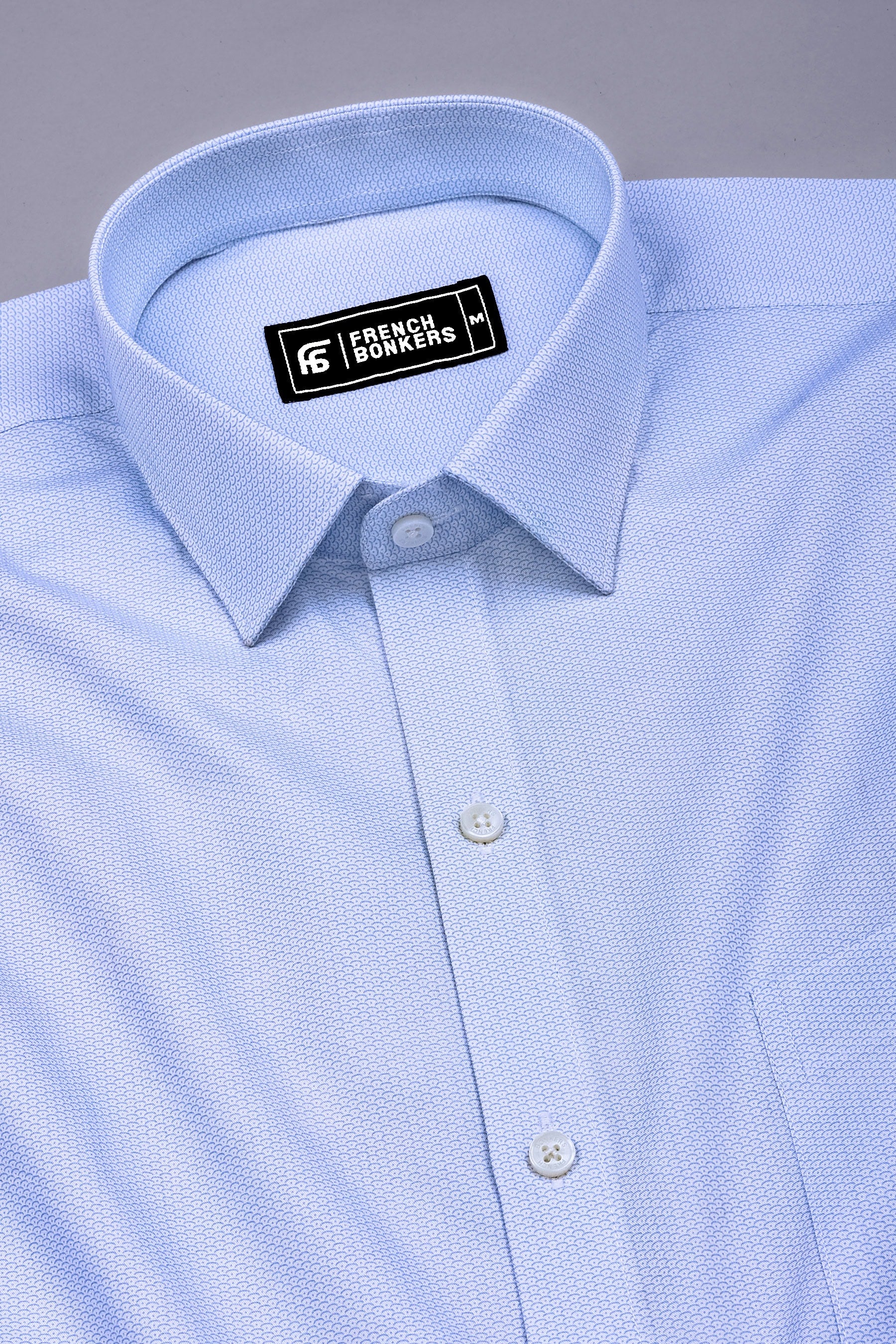 Ocean Blue Semicircle Seamless Pattern Printed Shirt