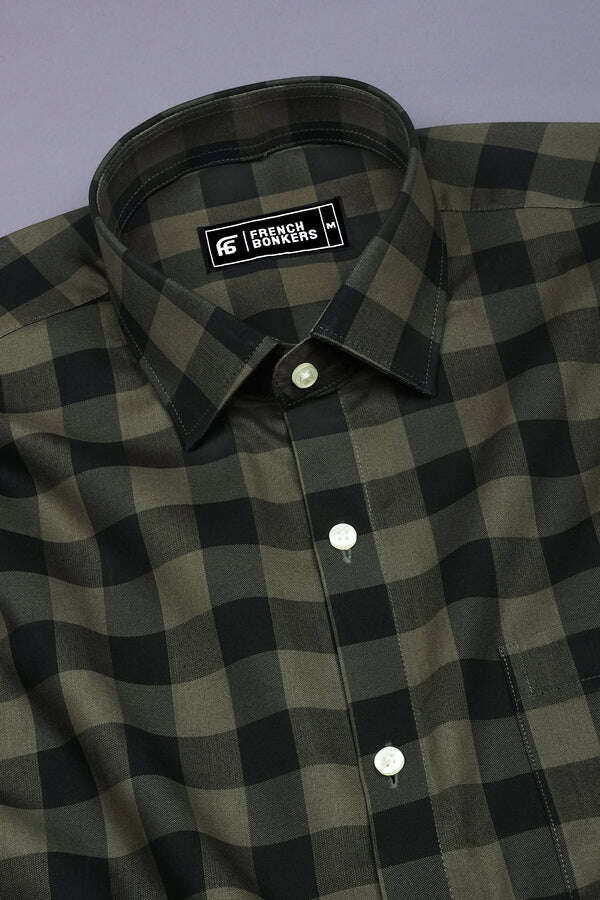 Virgo Green Sudoku Cotton Check Shirt