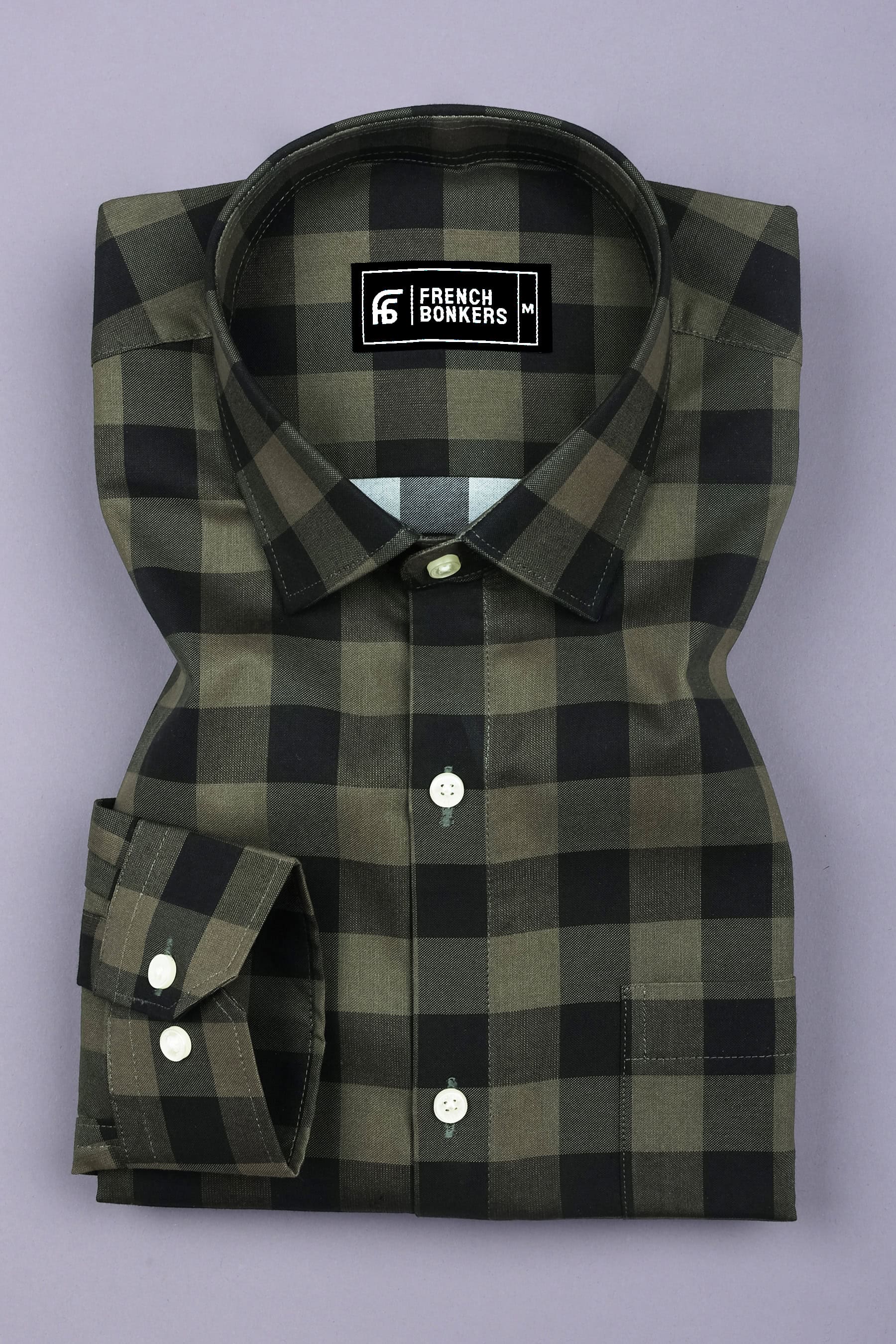 Virgo Green Sudoku Cotton Check Shirt