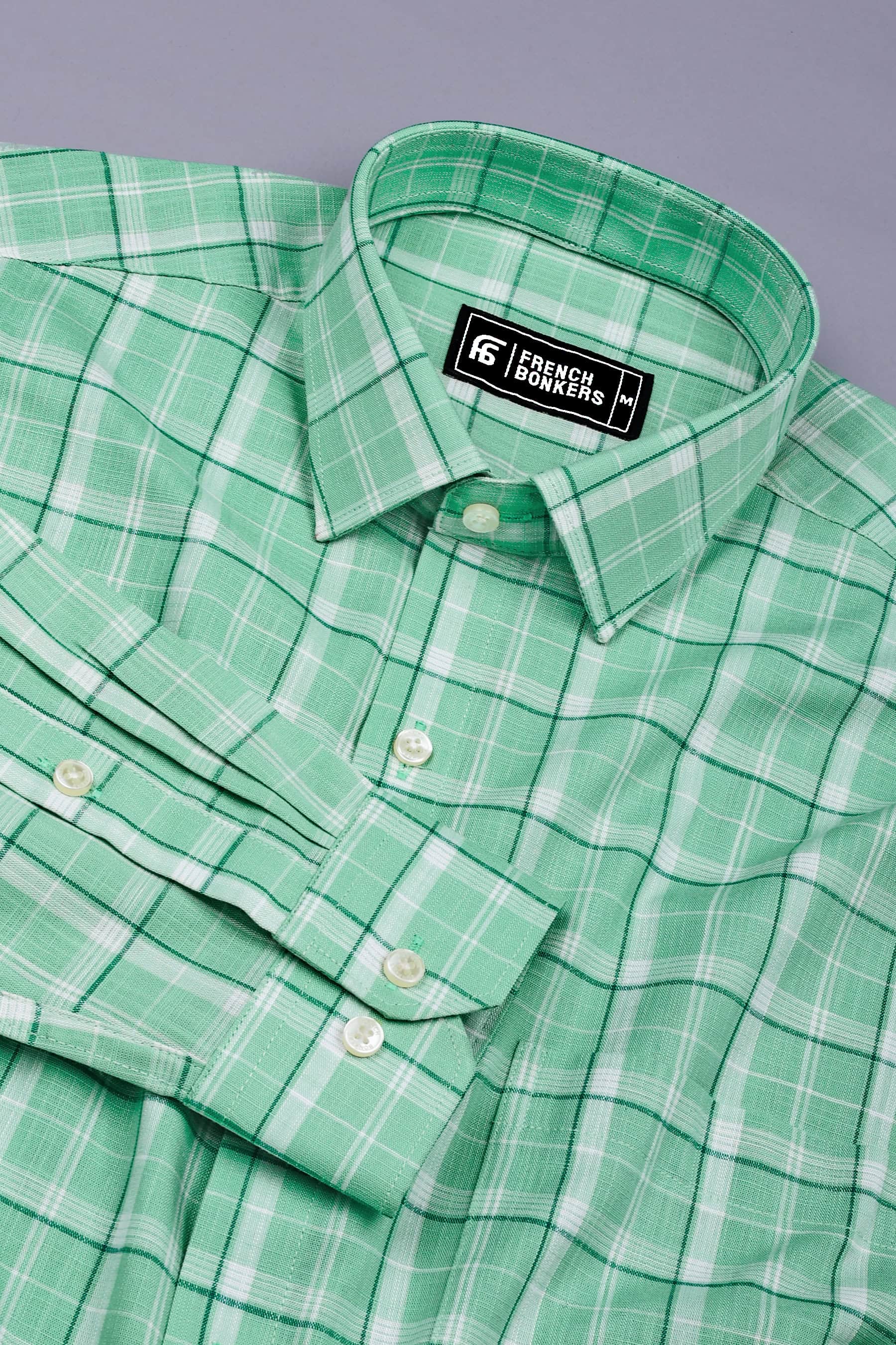 Zesta Green Windowpane Cotton Check Shirt