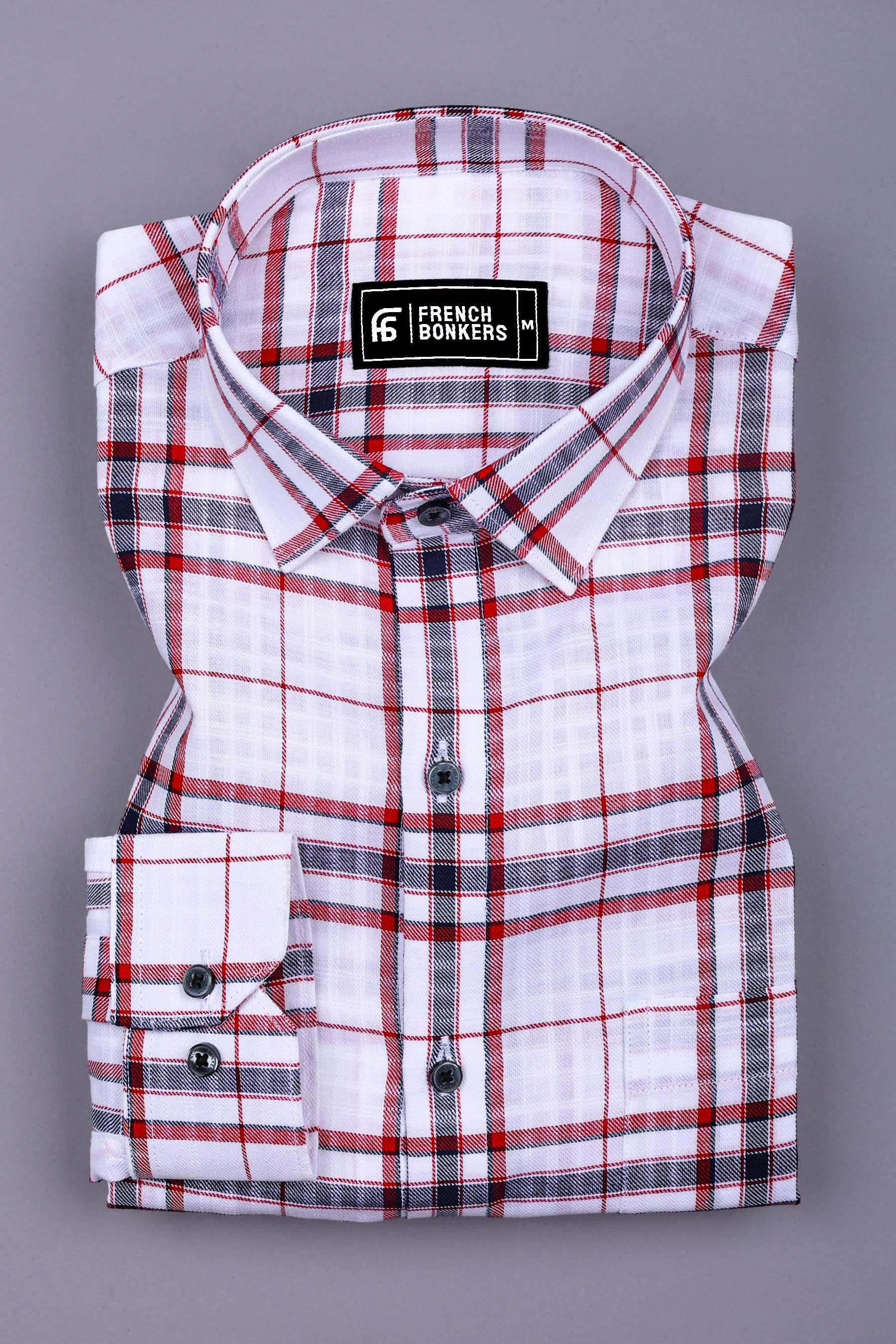 Caramine White with Red Windowpane Check Shirt