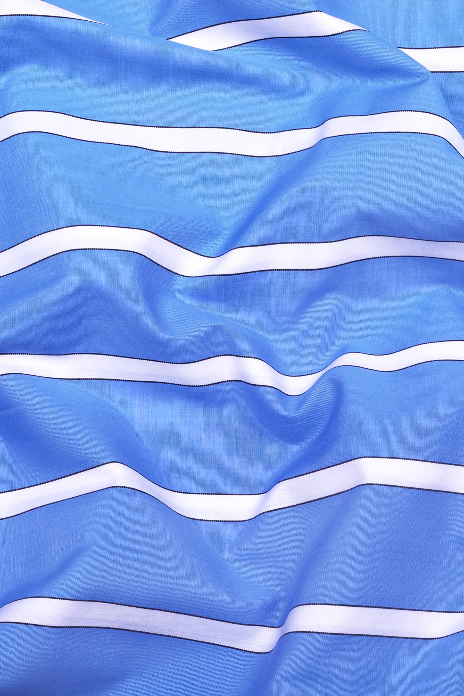 Tombo Blue With White Broad Stripe Cotton Shirt