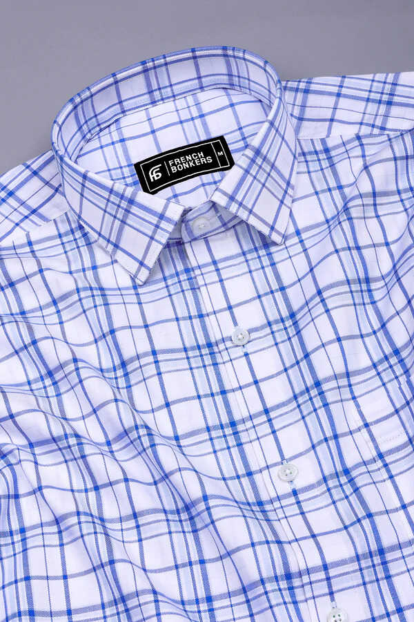 Barrow Blue with White Classic Check Pattern Shirt