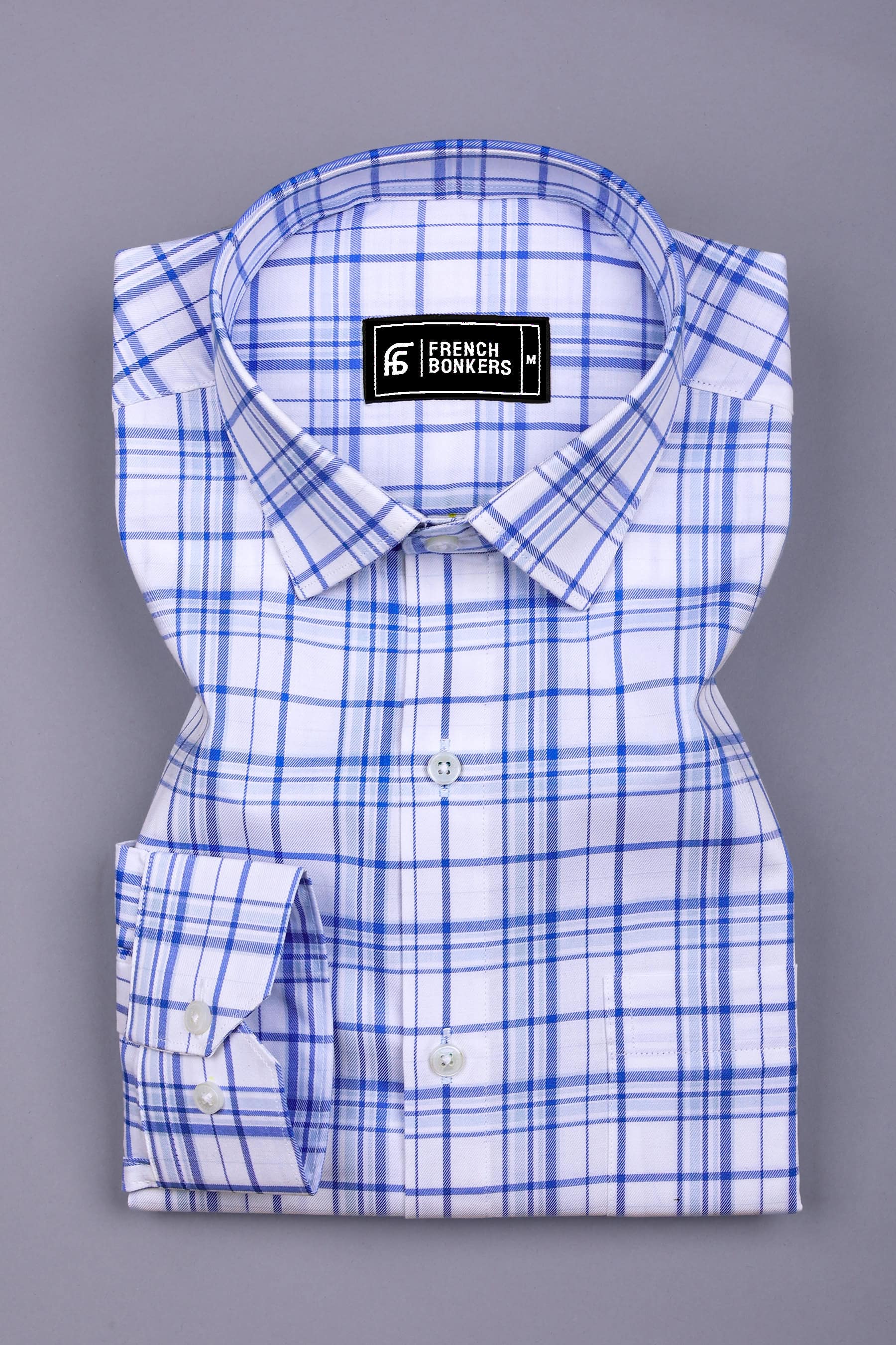 Barrow Blue with White Classic Check Pattern Shirt