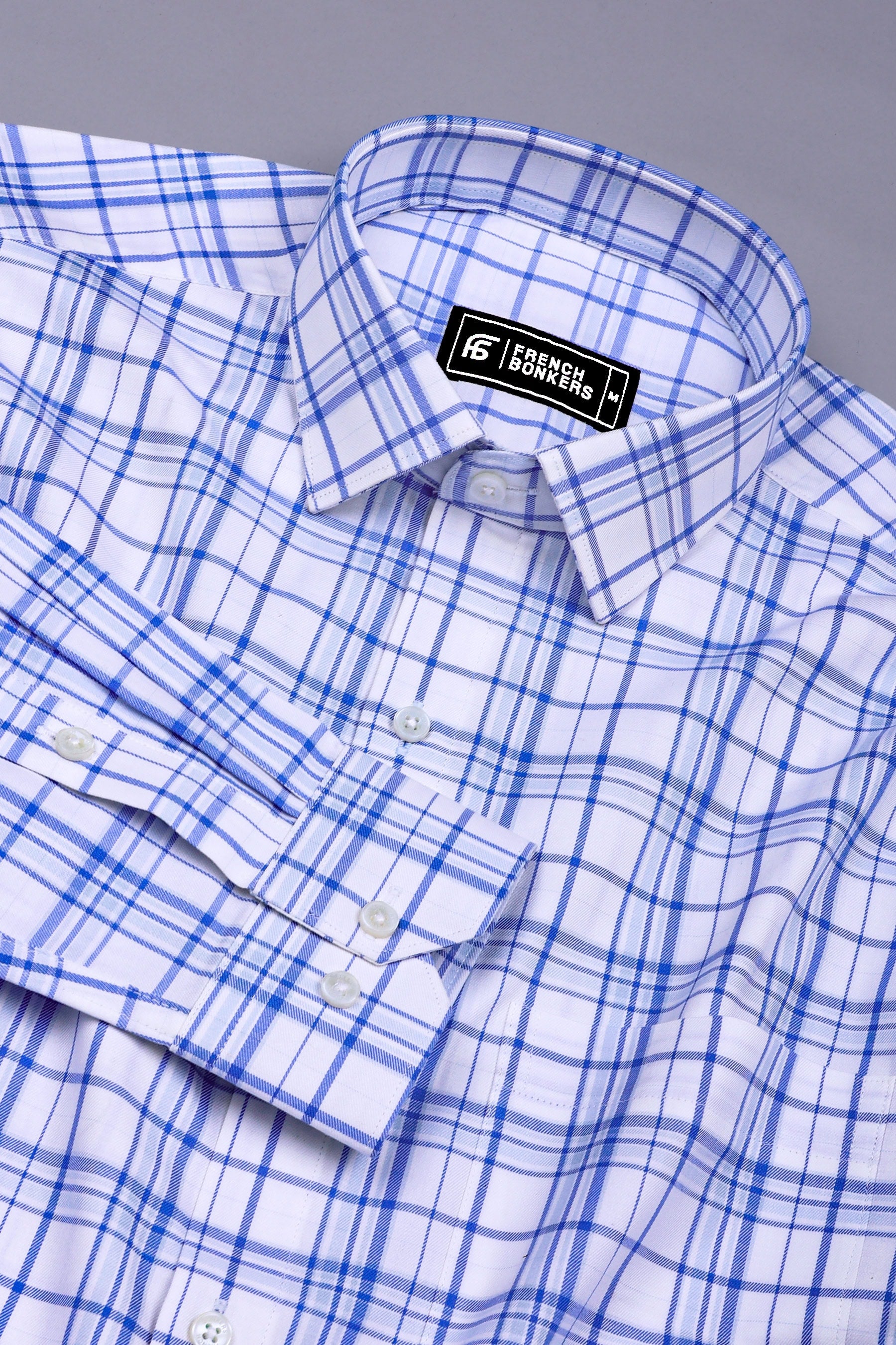 Barrow Blue with White Classic Check Pattern Shirt