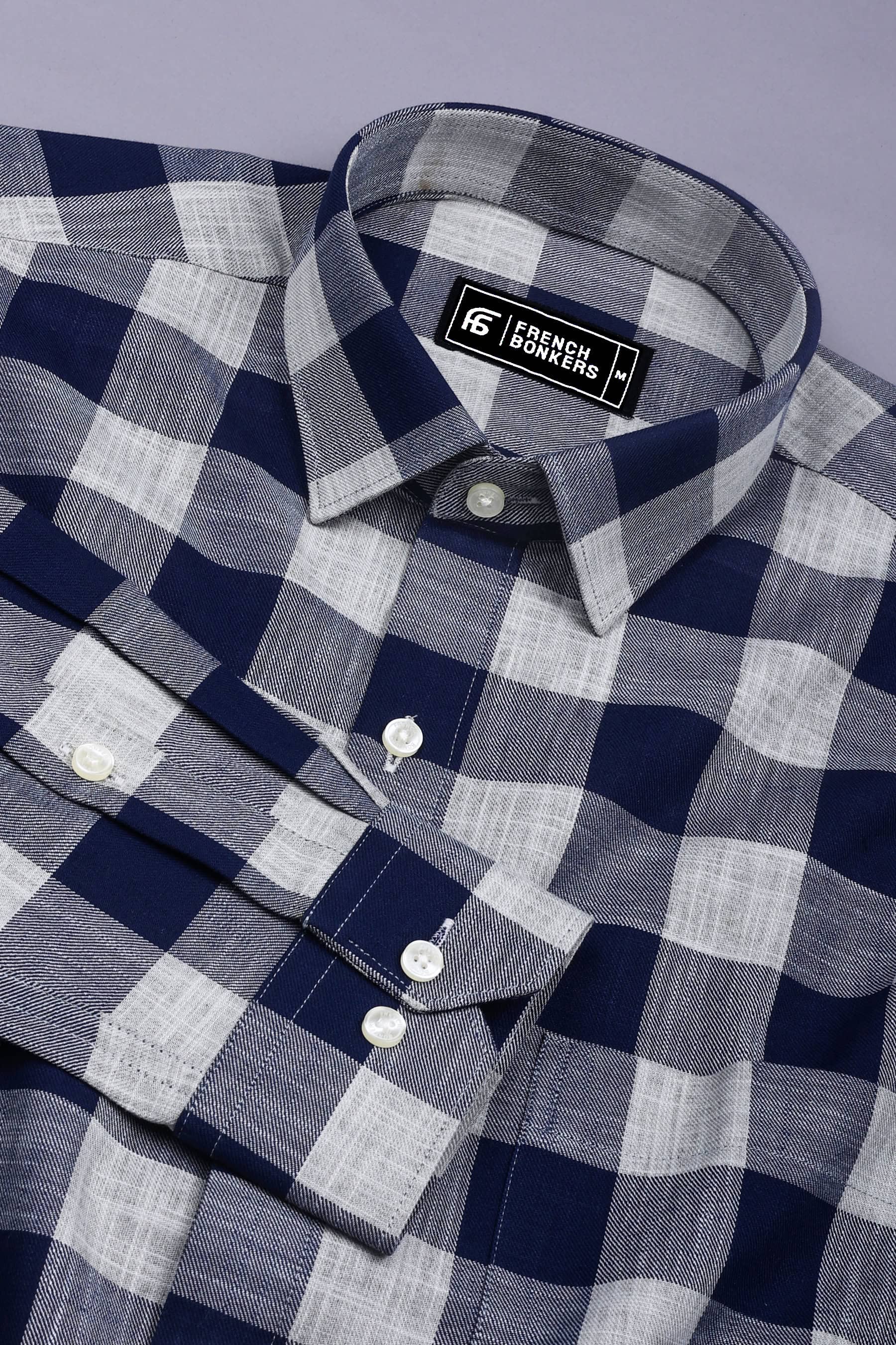 Metrix Blue Twill Texture Cotton Check Shirt