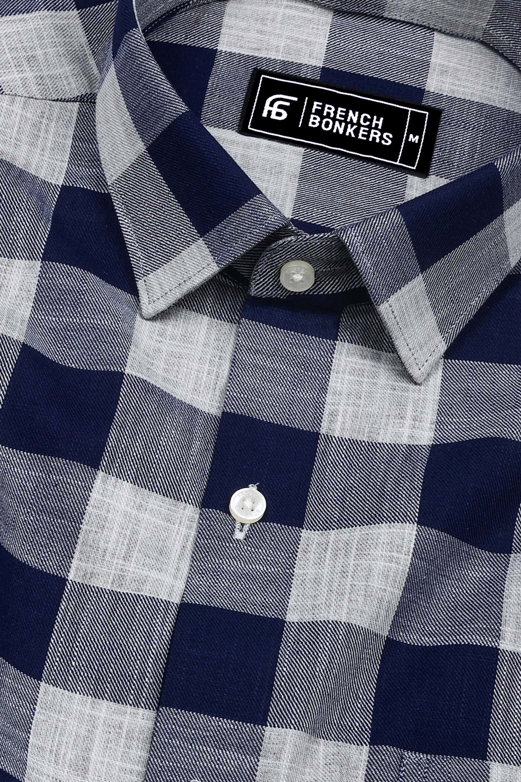 Metrix Blue Twill Texture Cotton Check Shirt