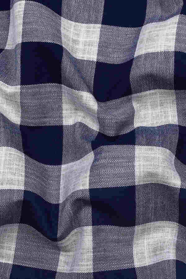 Metrix Blue Twill Texture Cotton Check Shirt