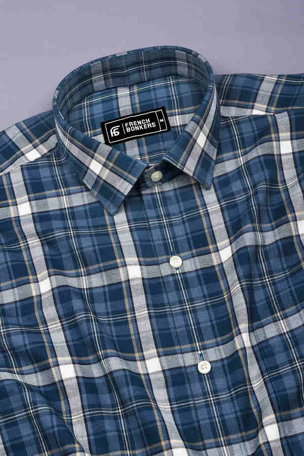 Urban Slate Blue Tartan Check Shirt
