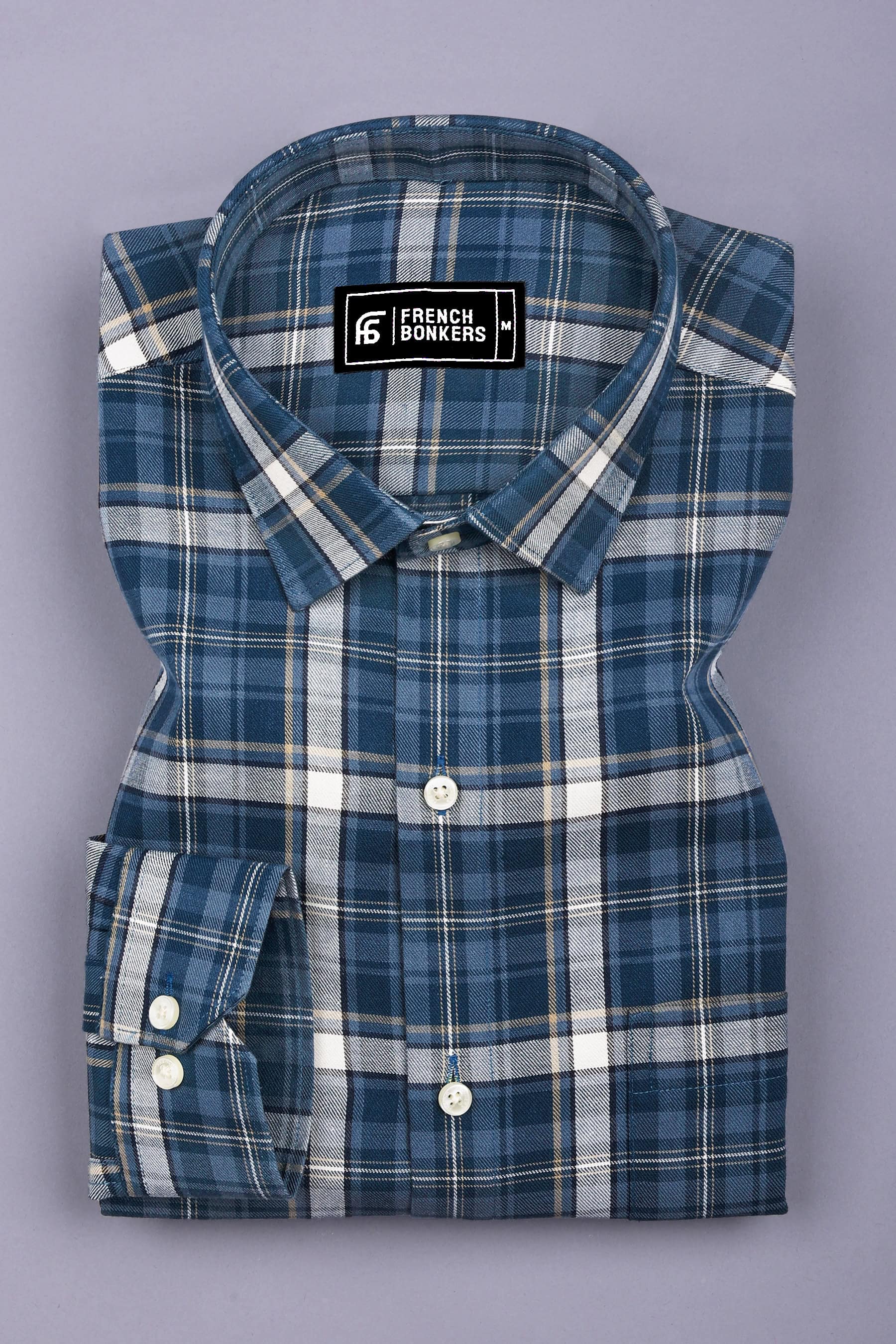 Urban Slate Blue Tartan Check Shirt