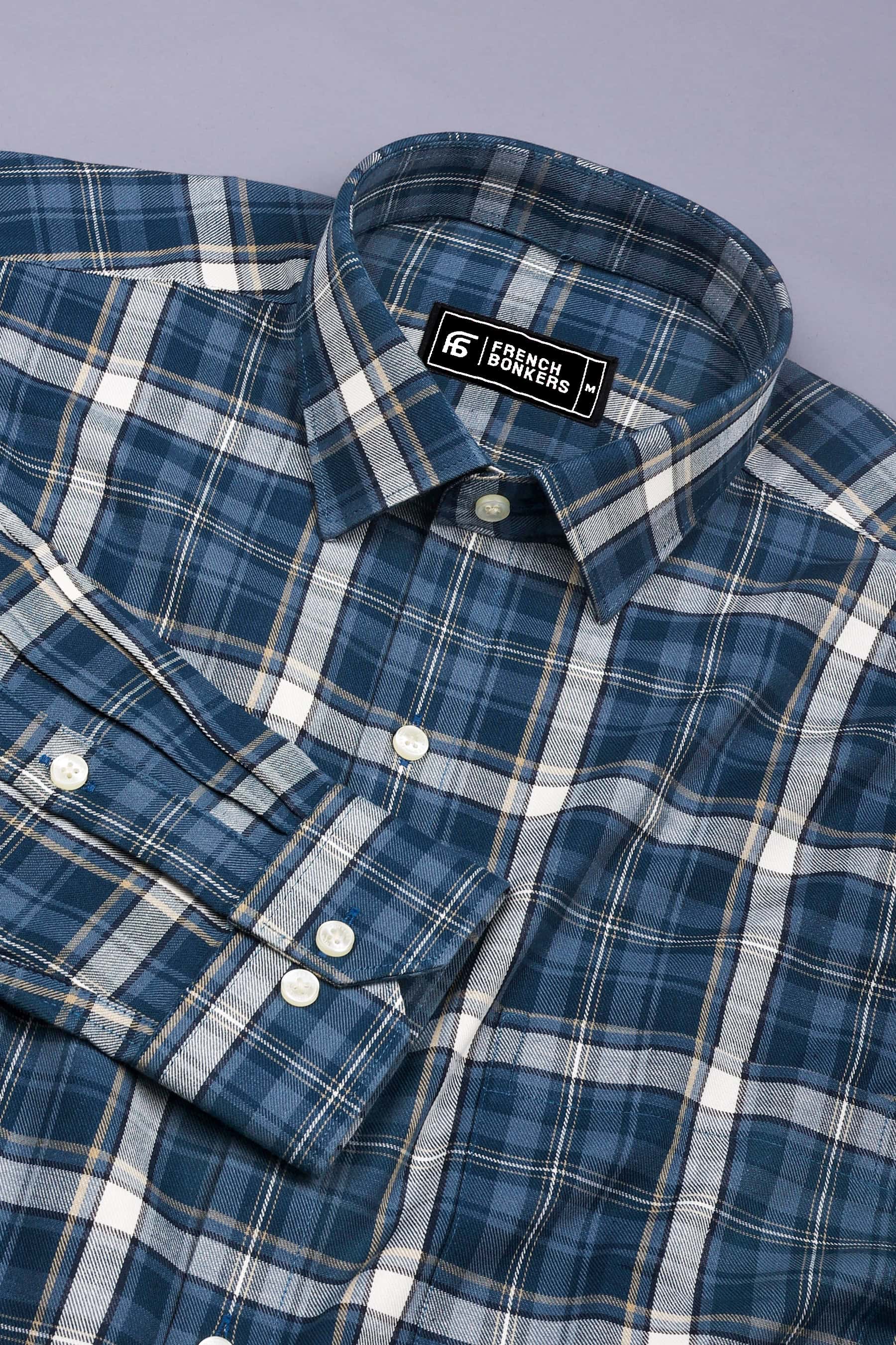 Urban Slate Blue Tartan Check Shirt