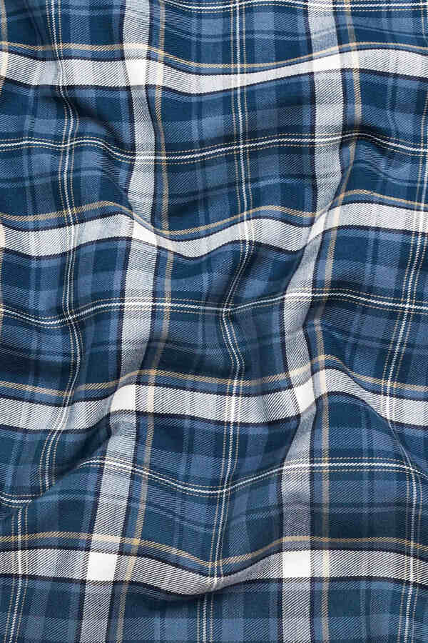 Urban Slate Blue Tartan Check Shirt