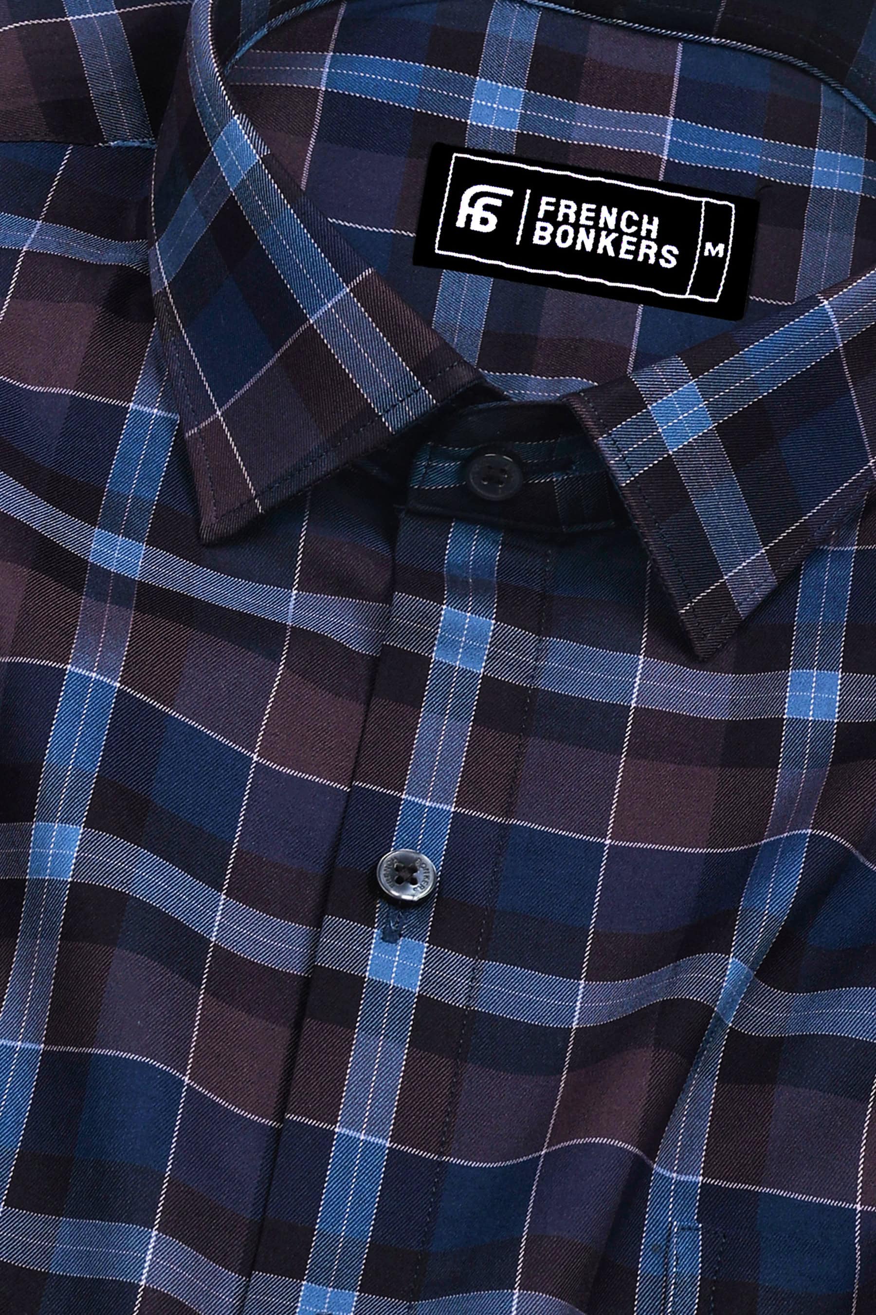 Steel Night Blue and Brown Box Check Shirt