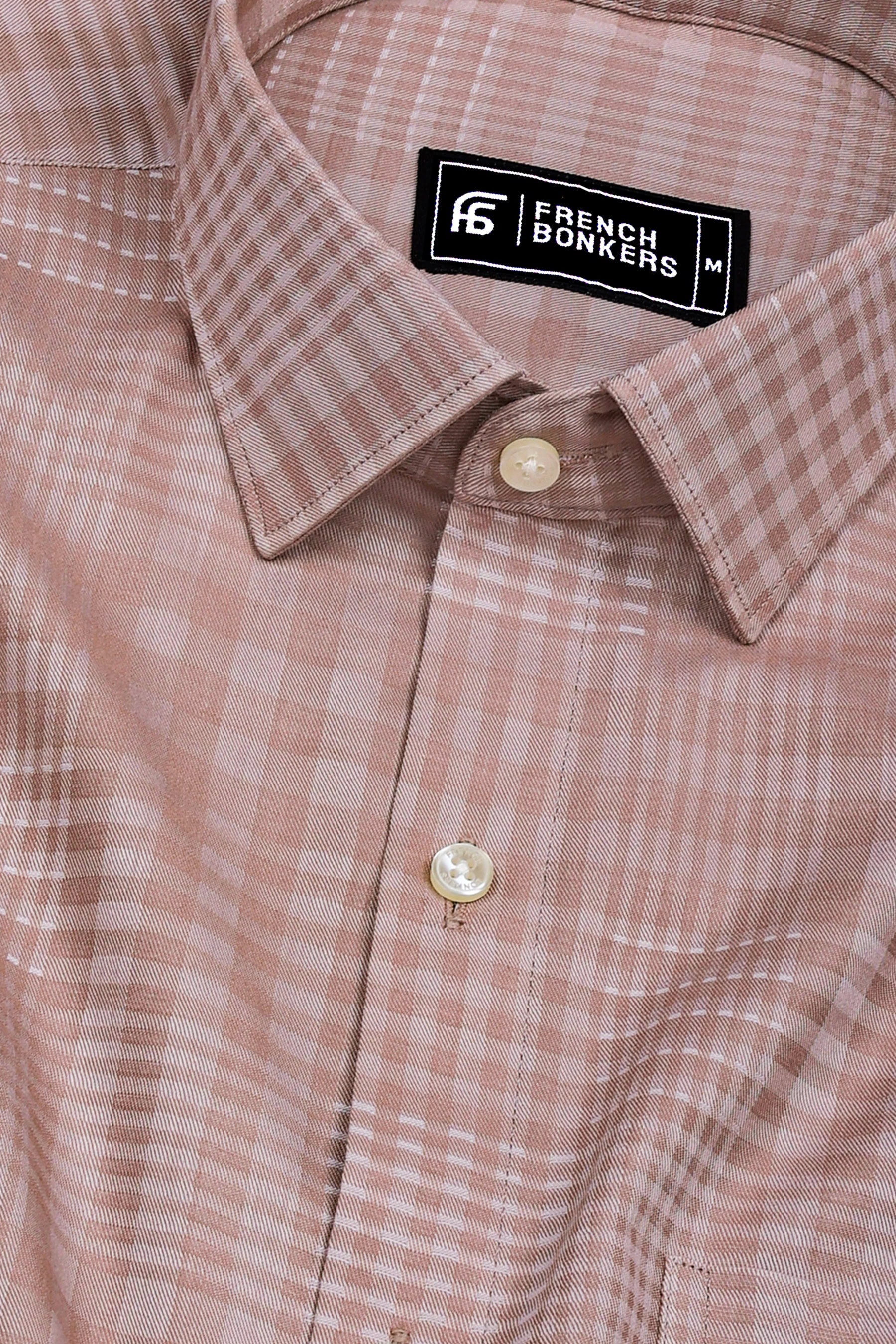 Oyster Brown Twill Check Cotton Shirt