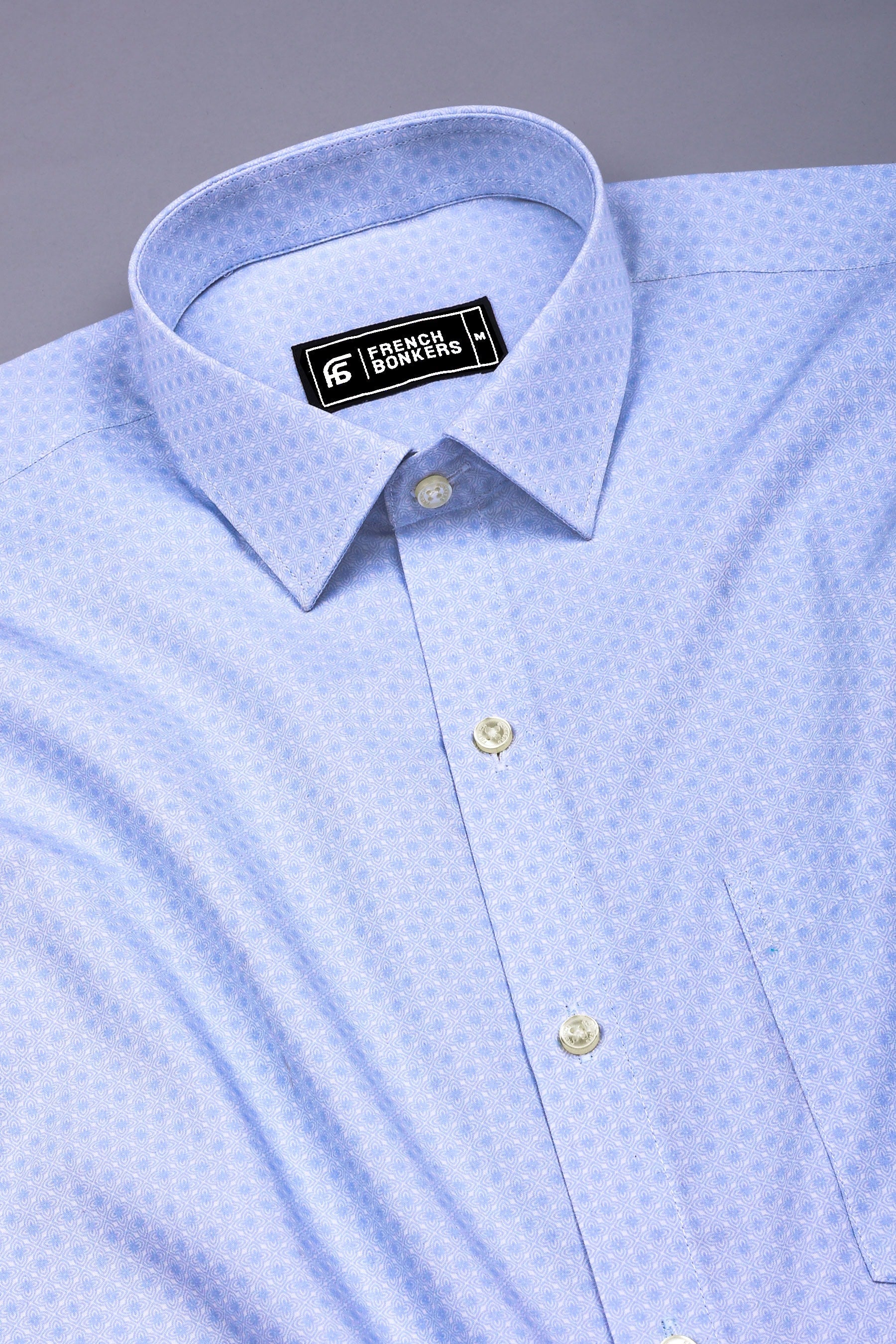 Frost Whisper Lavender Blue Cotton Printed Shirt