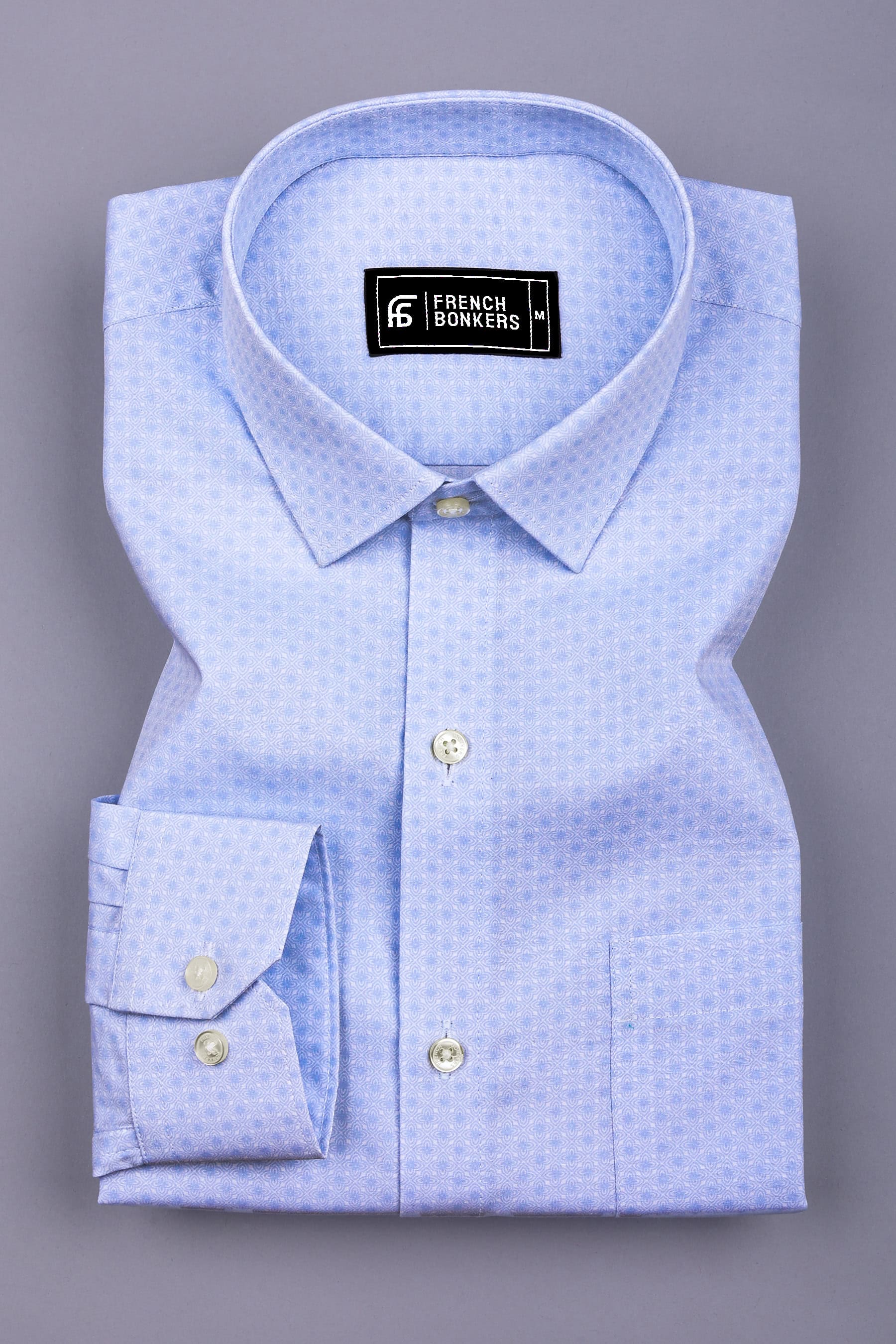 Frost Whisper Lavender Blue Cotton Printed Shirt