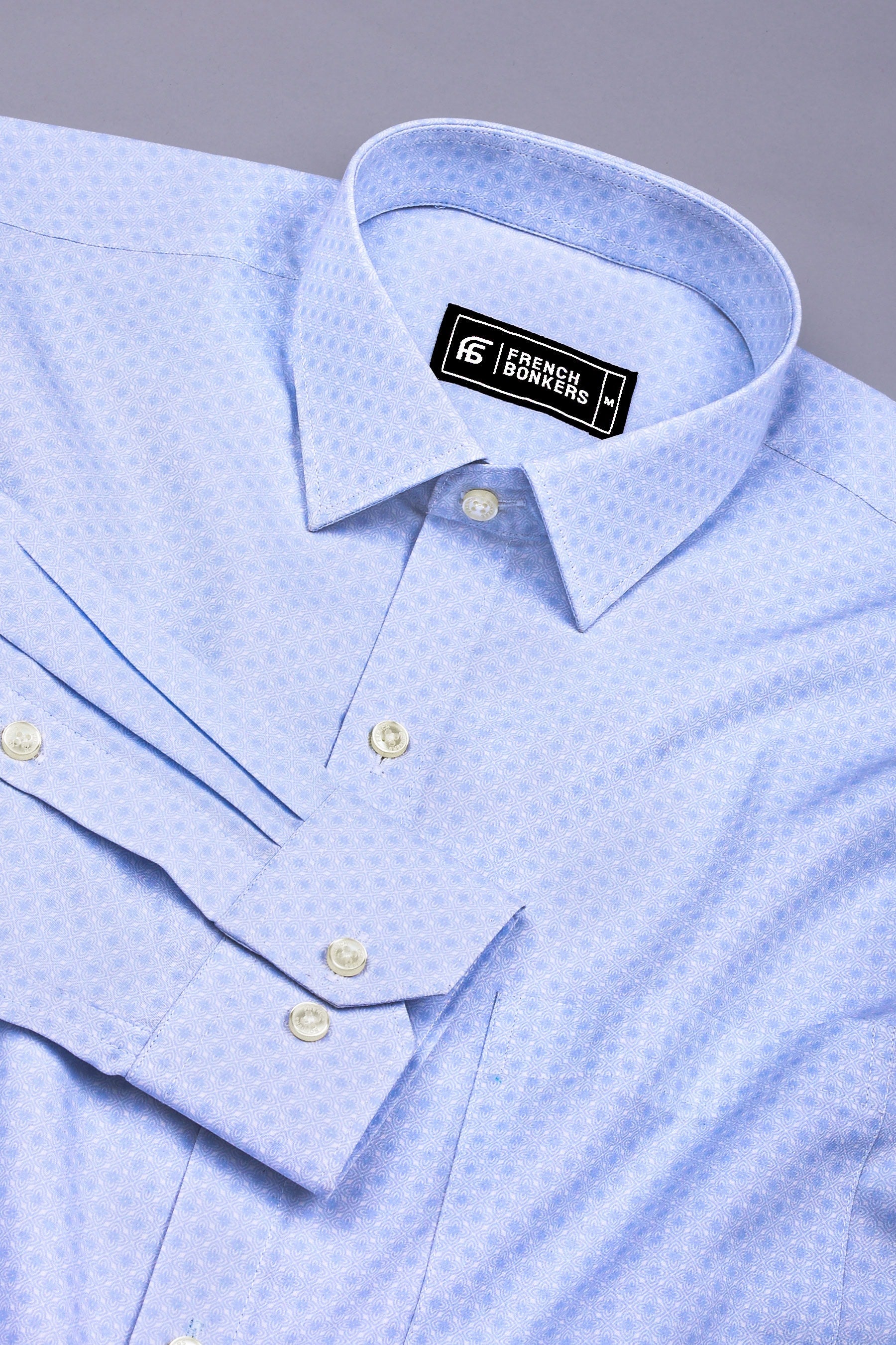 Frost Whisper Lavender Blue Cotton Printed Shirt