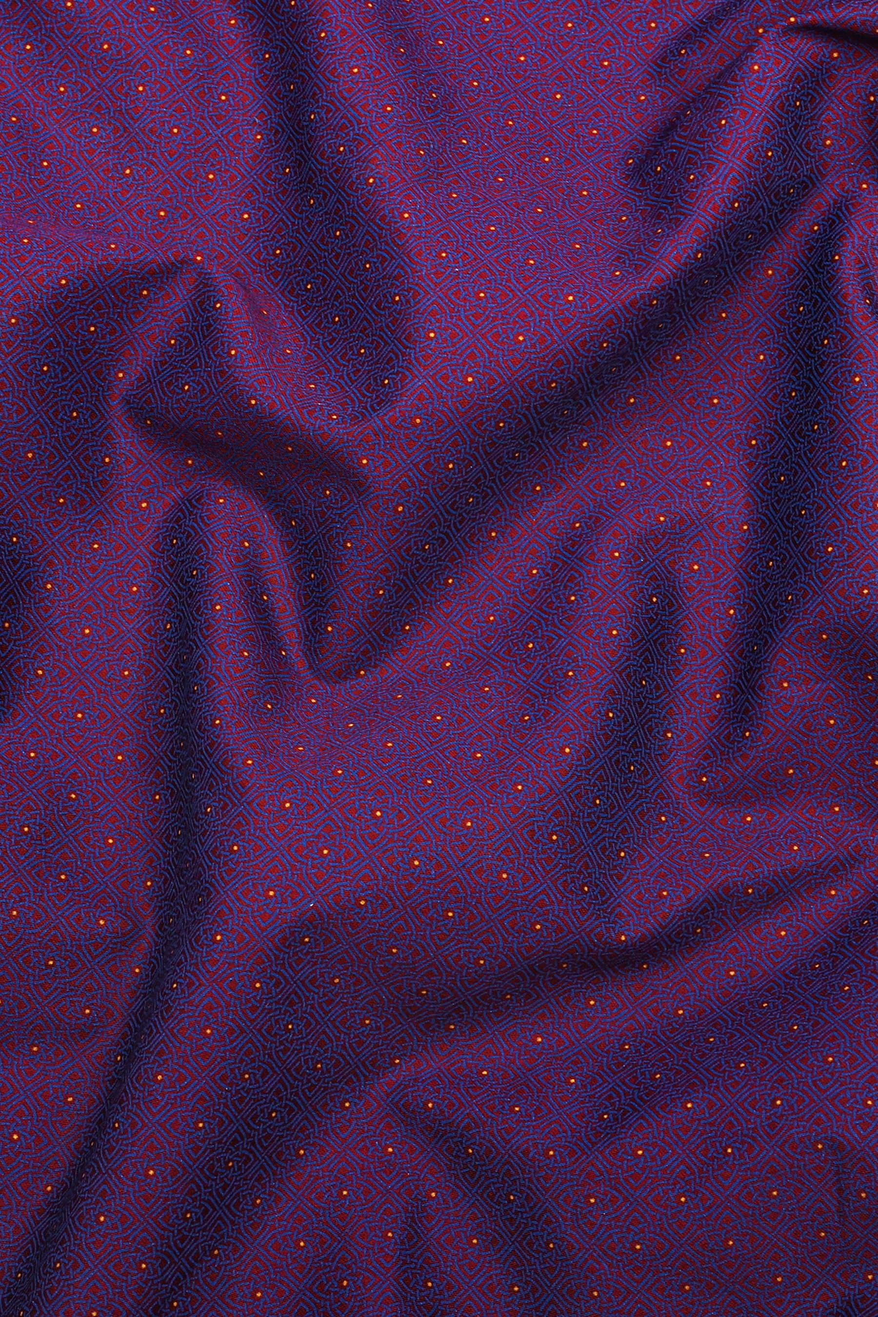 Persian Marron with Blue Jacquard Pattern Shirt