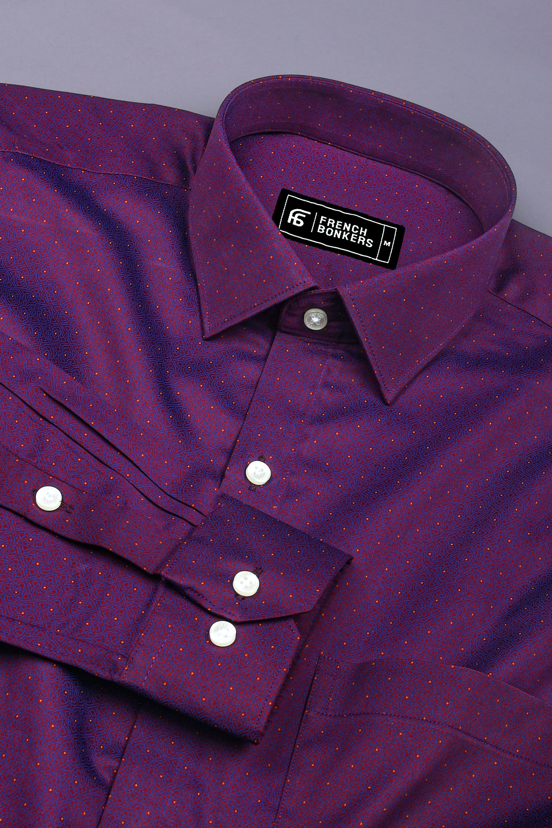 Persian Marron with Blue Jacquard Pattern Shirt