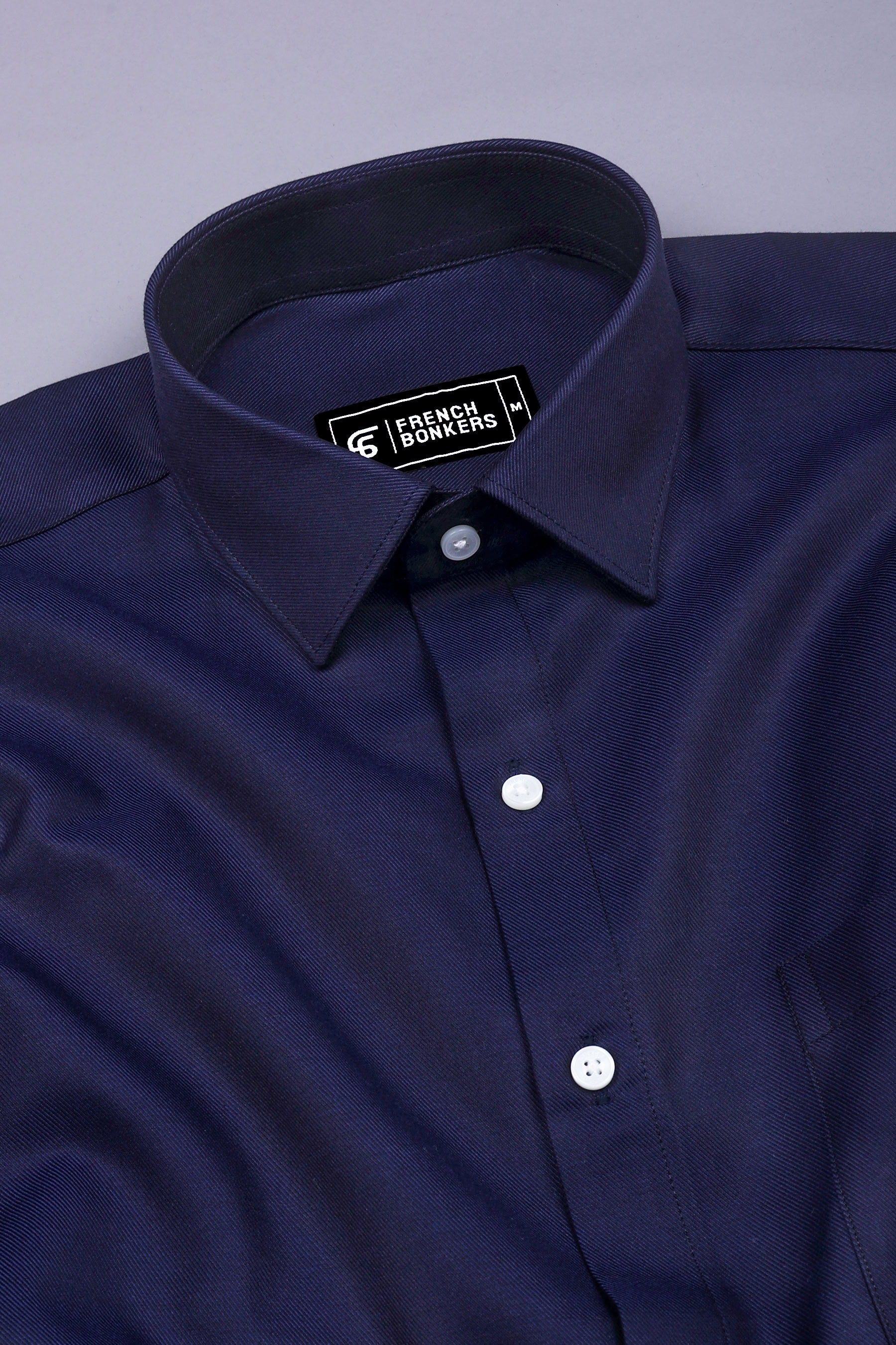 Horizone Blue Twill Texture Solid Cotton Shirt