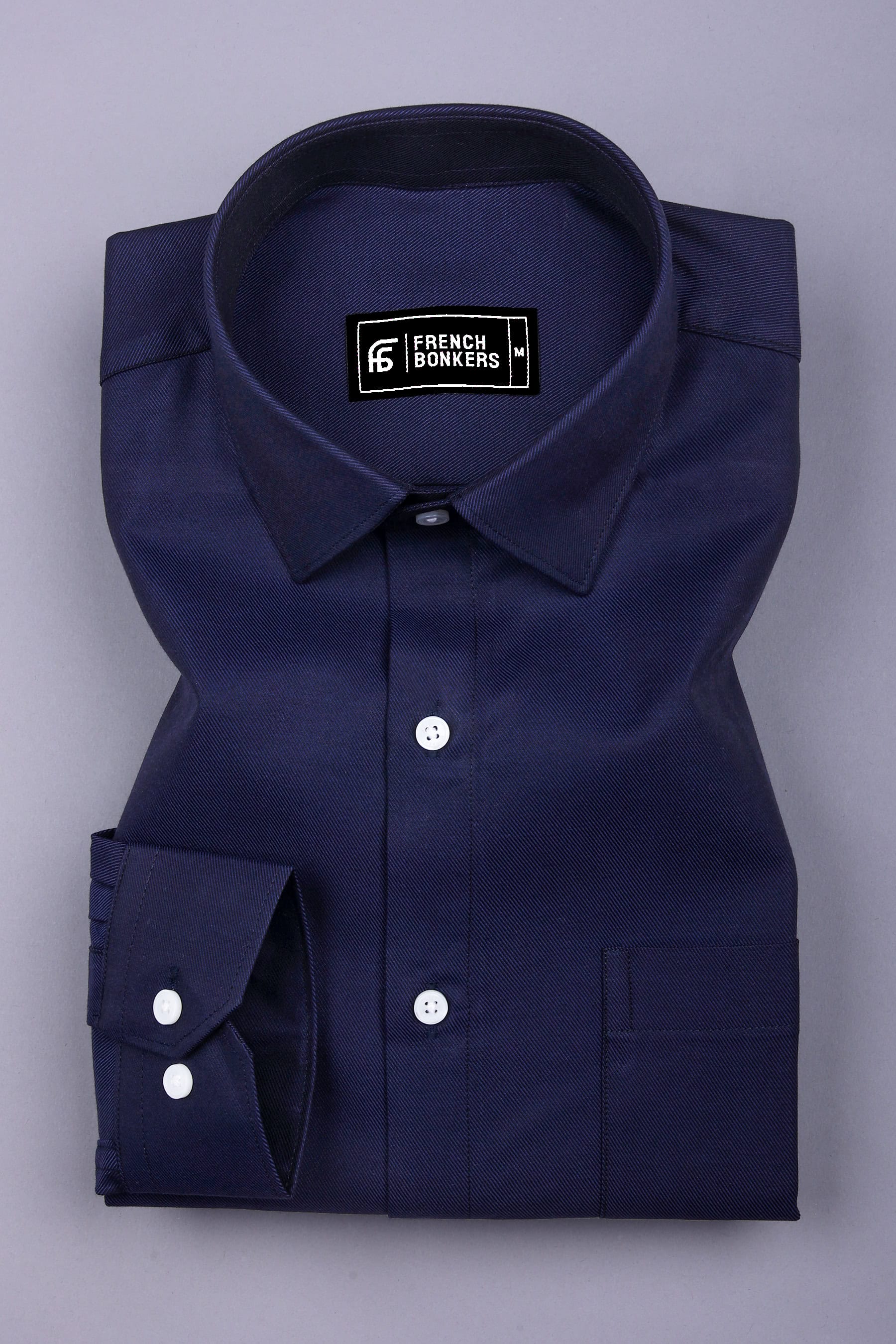 Horizone Blue Twill Texture Solid Cotton Shirt