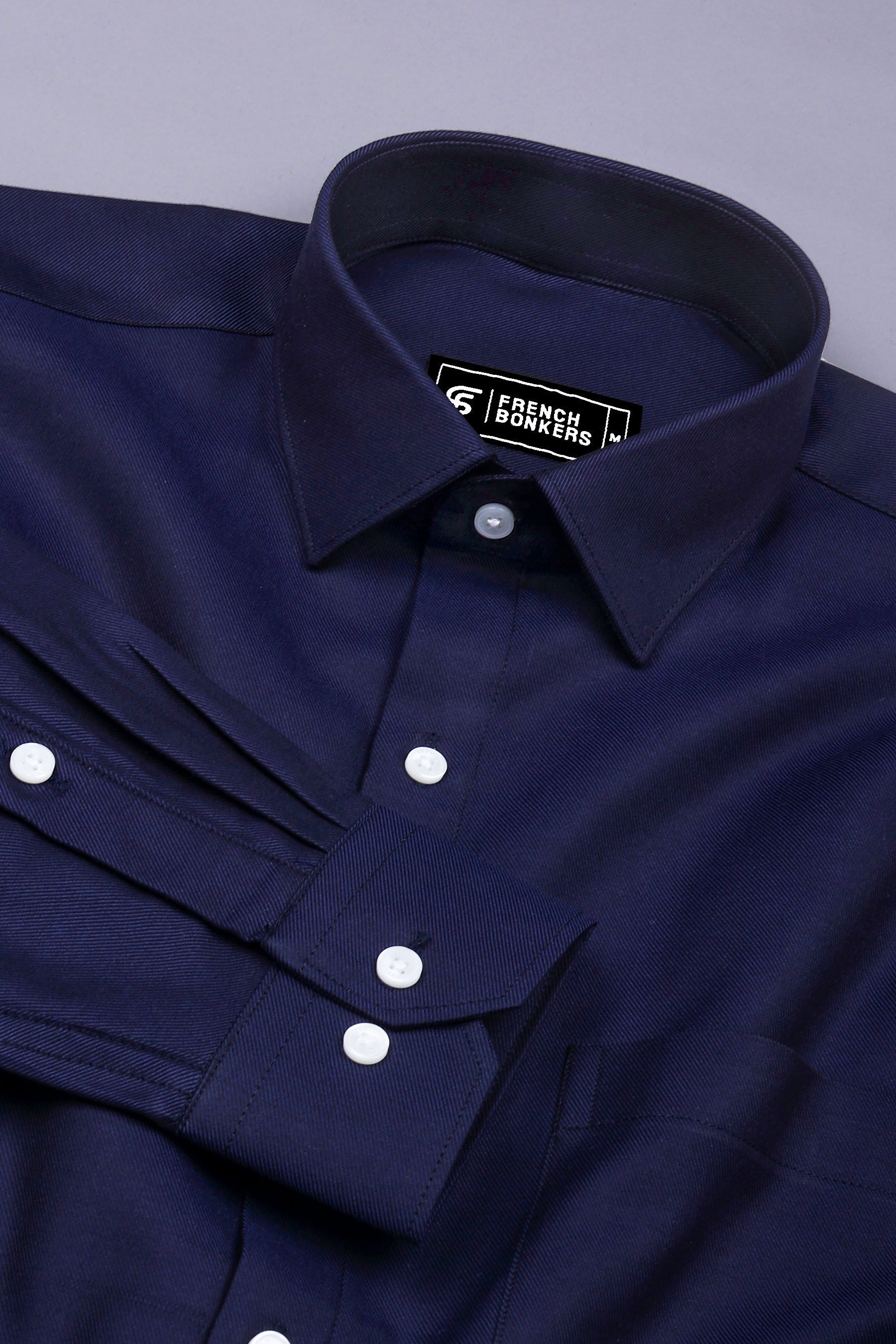 Horizone Blue Twill Texture Solid Cotton Shirt