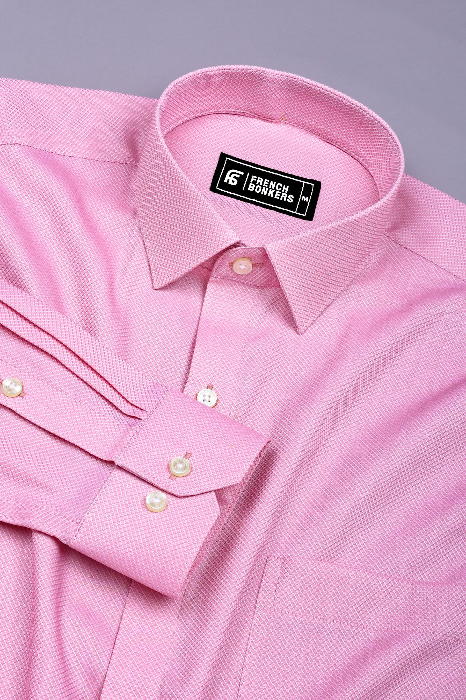 Fuchsia Pink Jacquard Pattern Shirt