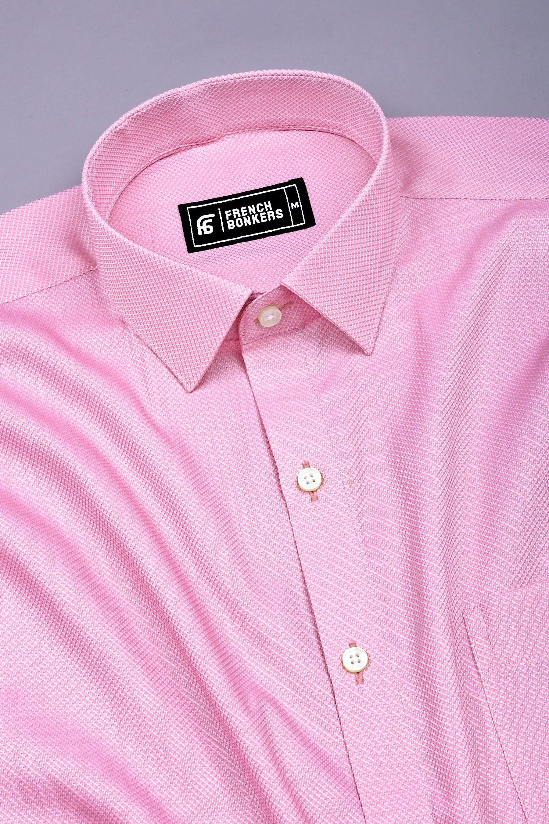 Fuchsia Pink Jacquard Pattern Shirt