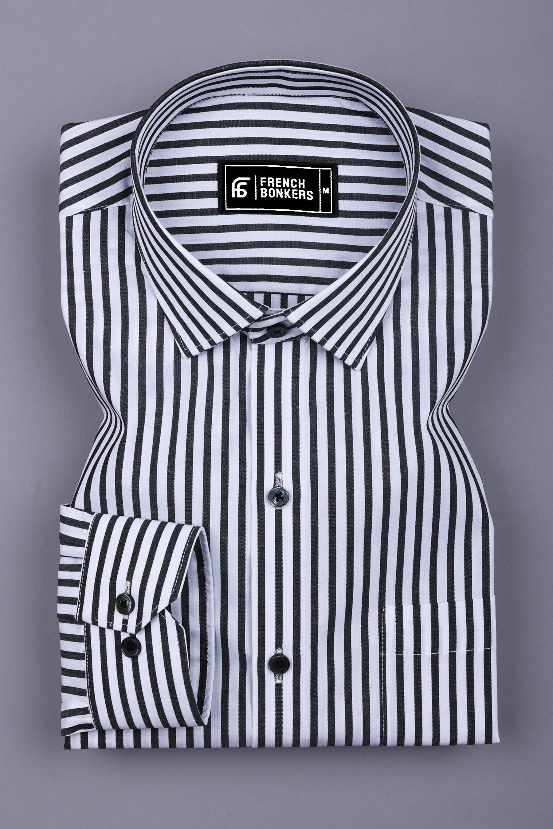 Stravino Black and White Stripe Cotton Shirt