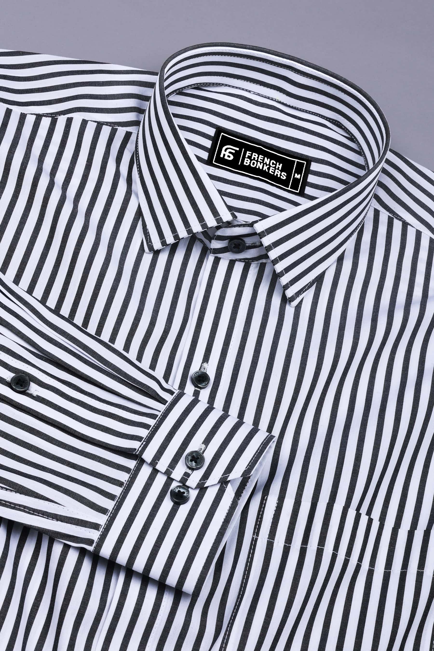 Stravino Black and White Stripe Cotton Shirt