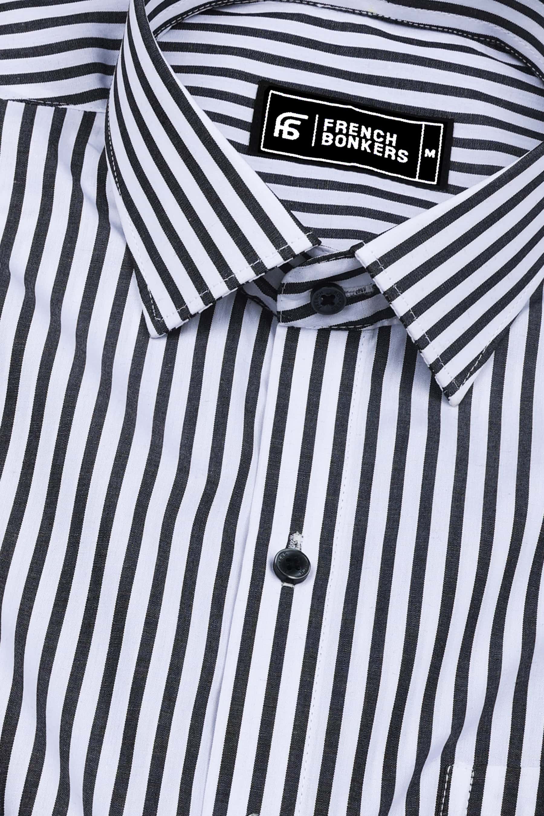 Stravino Black and White Stripe Cotton Shirt