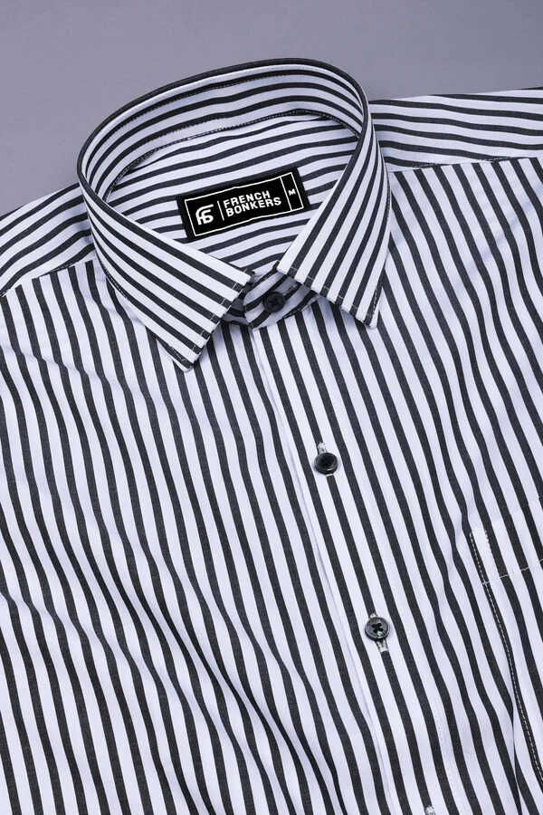 Stravino Black and White Stripe Cotton Shirt