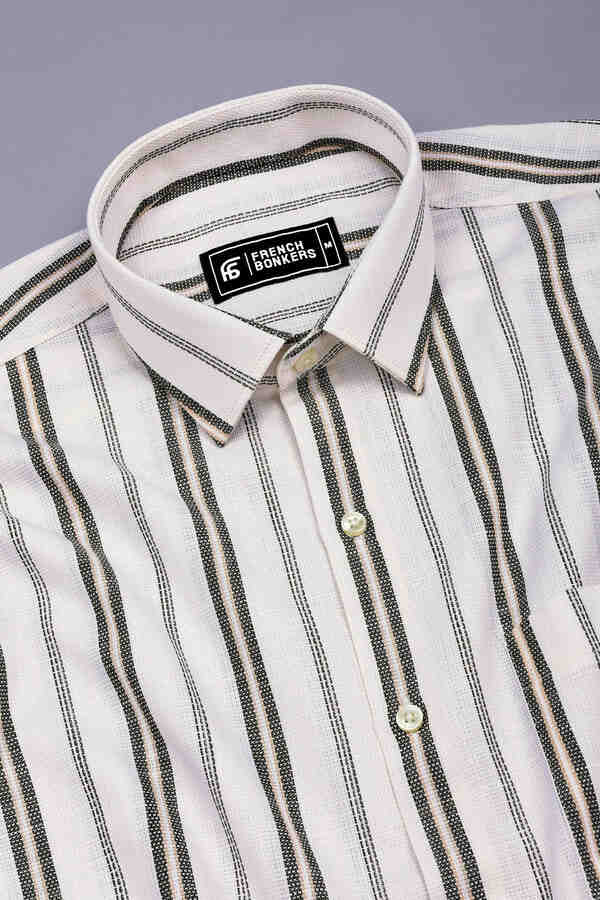 Crovia Off-White Shirt with Elegant Stripes Cotton Shirt