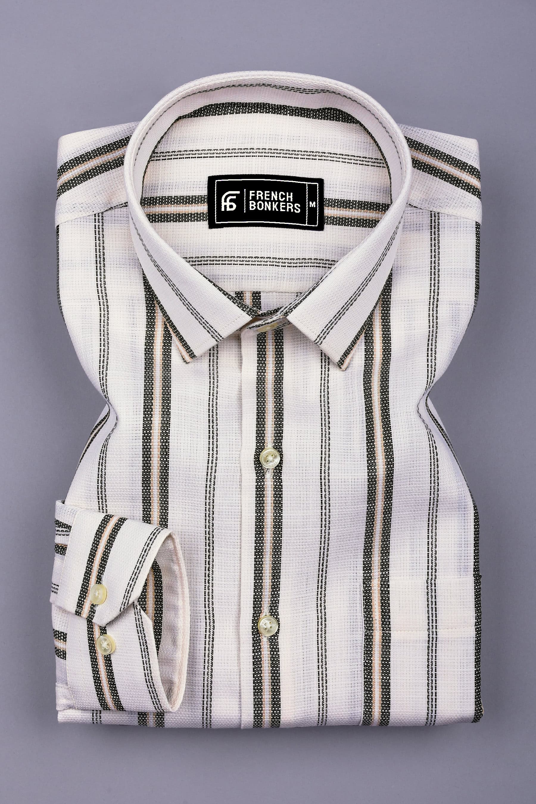 Crovia Off-White Shirt with Elegant Stripes Cotton Shirt