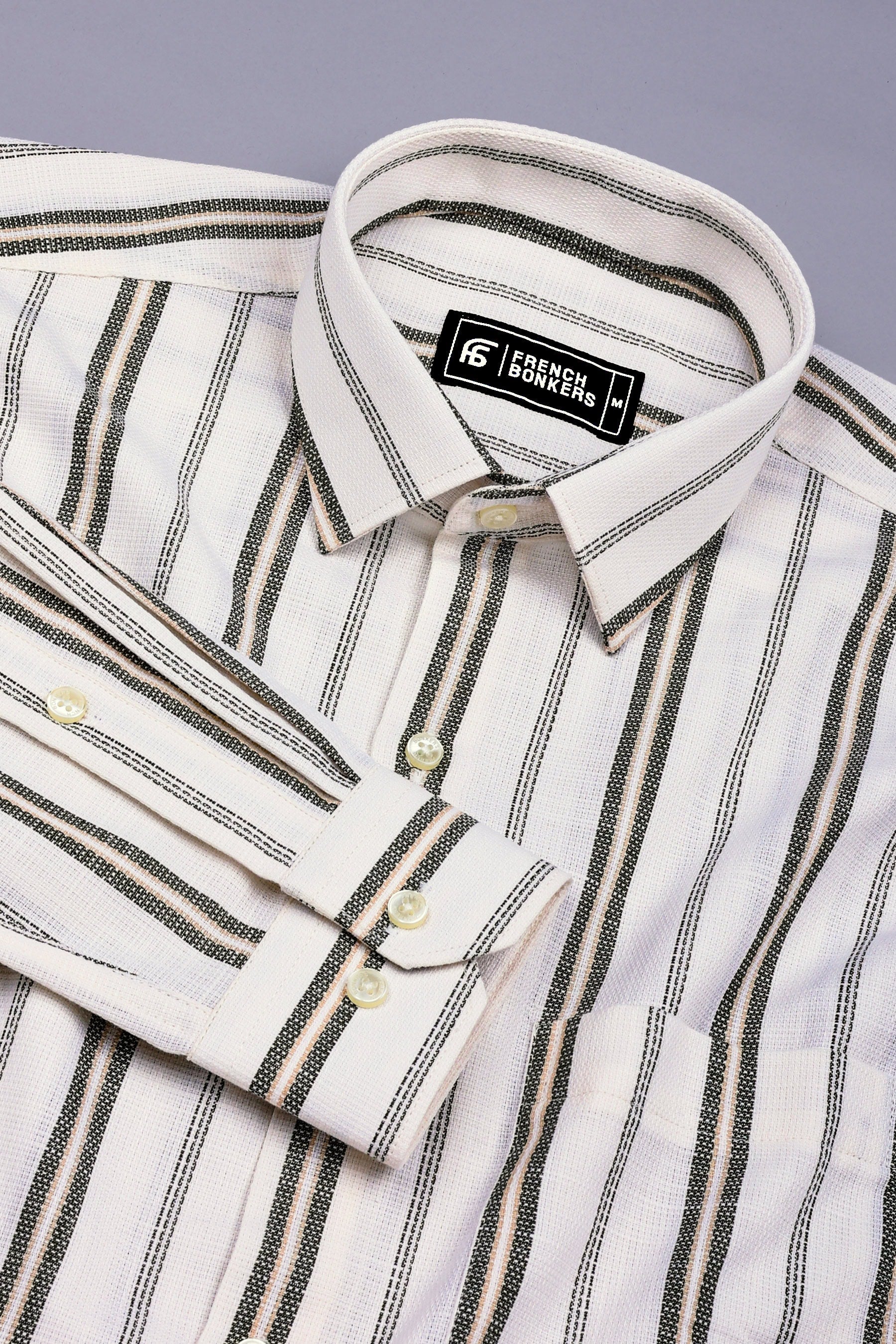 Crovia Off-White Shirt with Elegant Stripes Cotton Shirt
